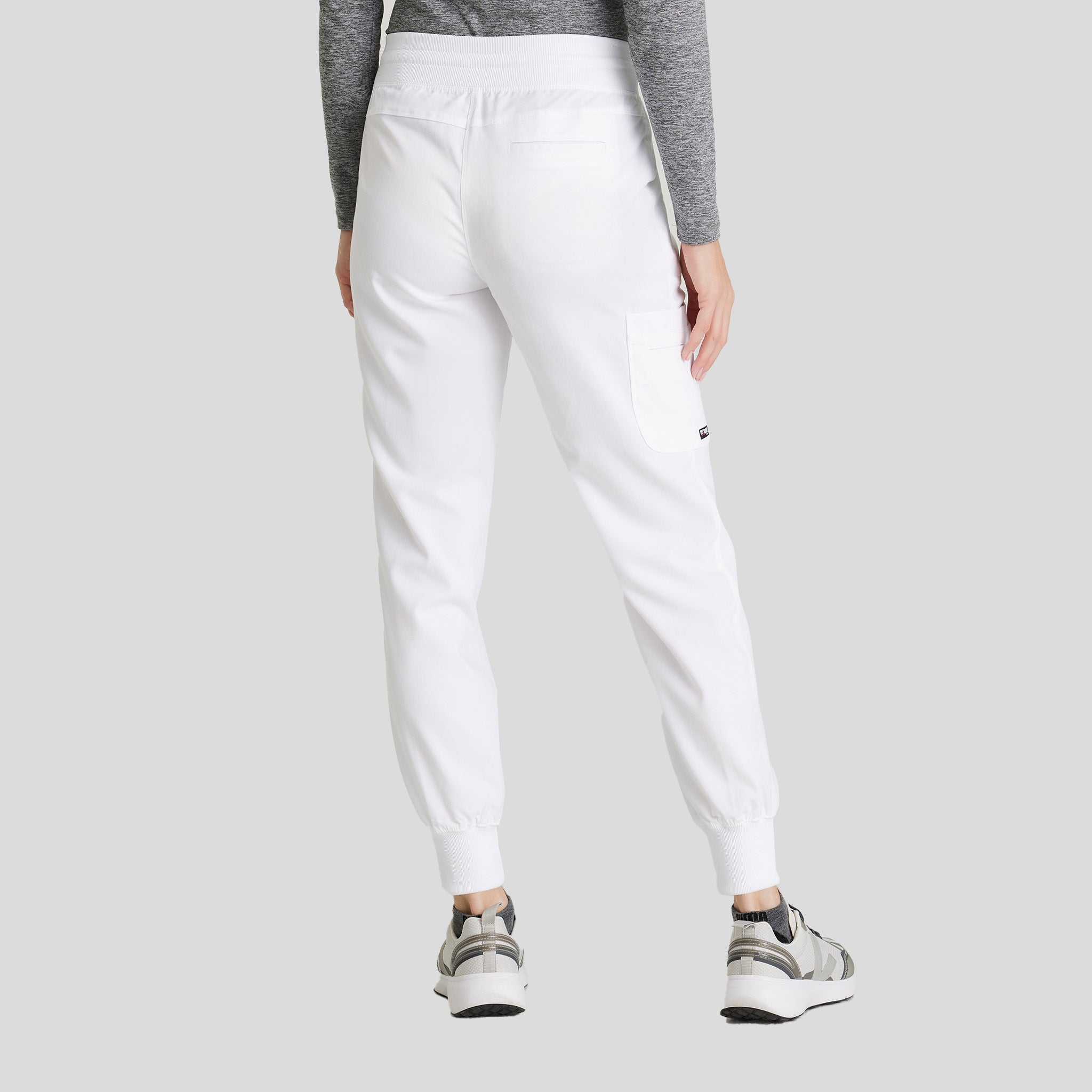 Eden 5-Pocket Mid-Rise Jogger Scrub Pant | White