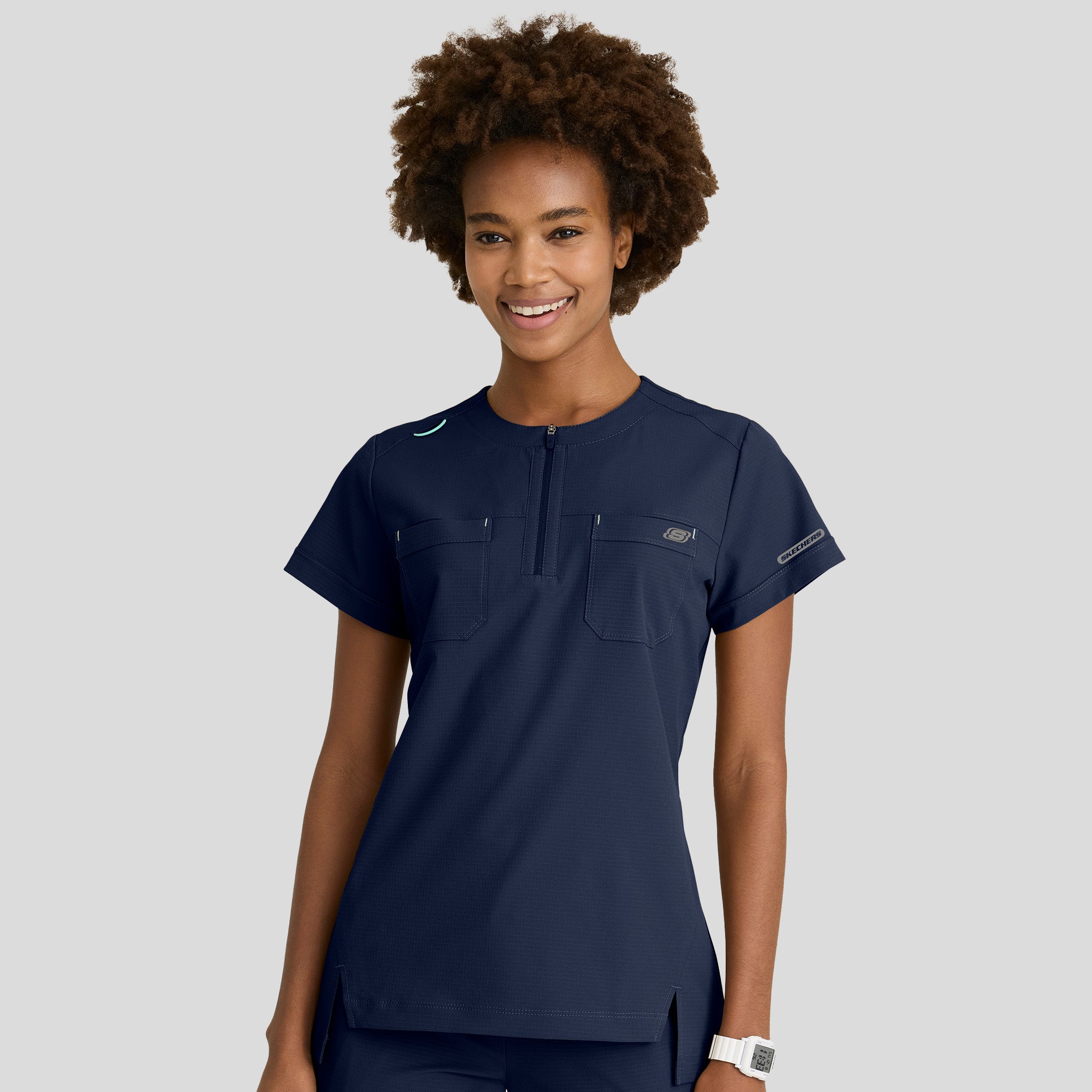Trek 2-Pocket Rounded Neck Tuck-In Top | Navy