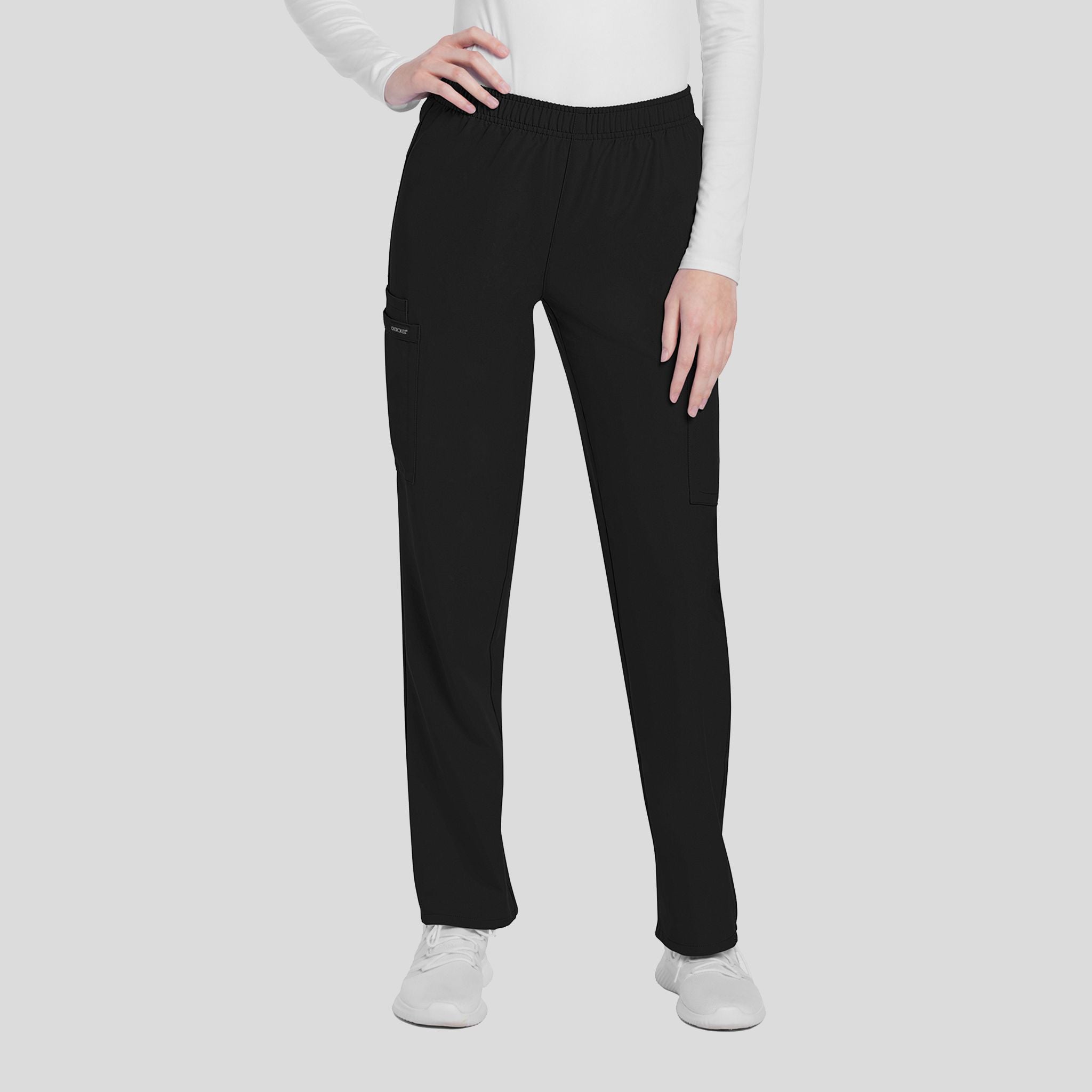 Mid Rise Pull-on Slim Leg Cargo Pant | Black