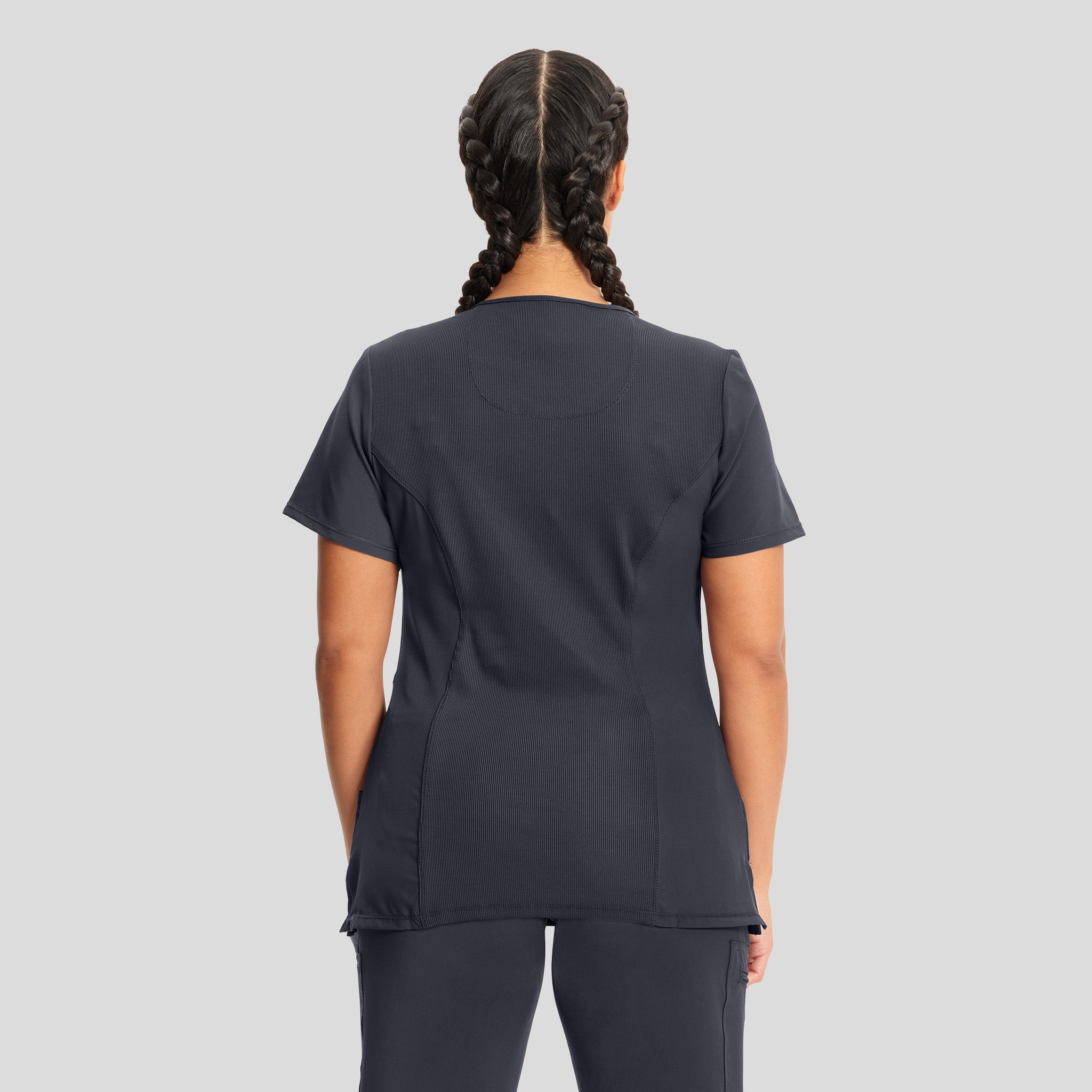 Infinity Mock Wrap Solid Scrub Top | Pewter
