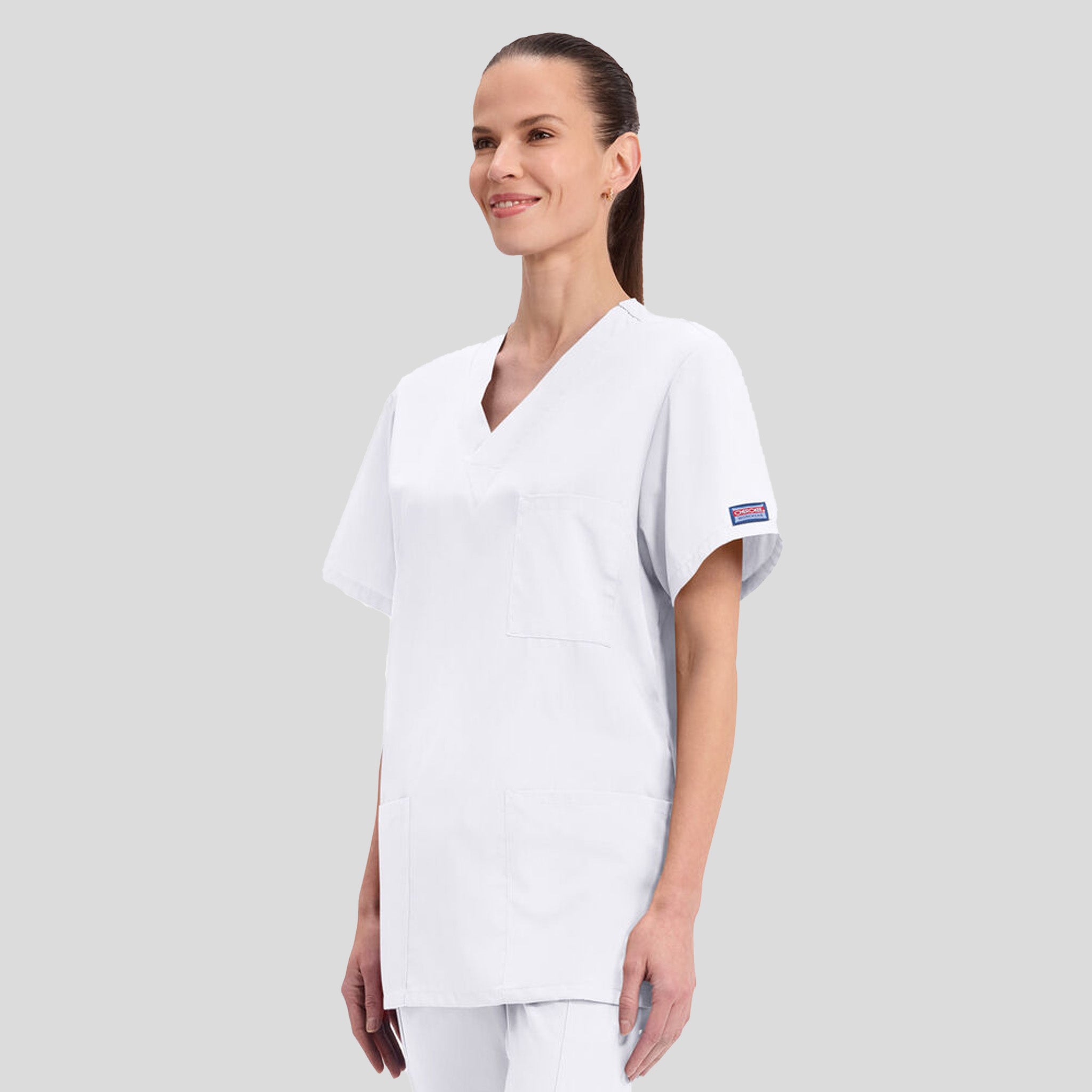 Unisex V-Neck 3 Pocket | White