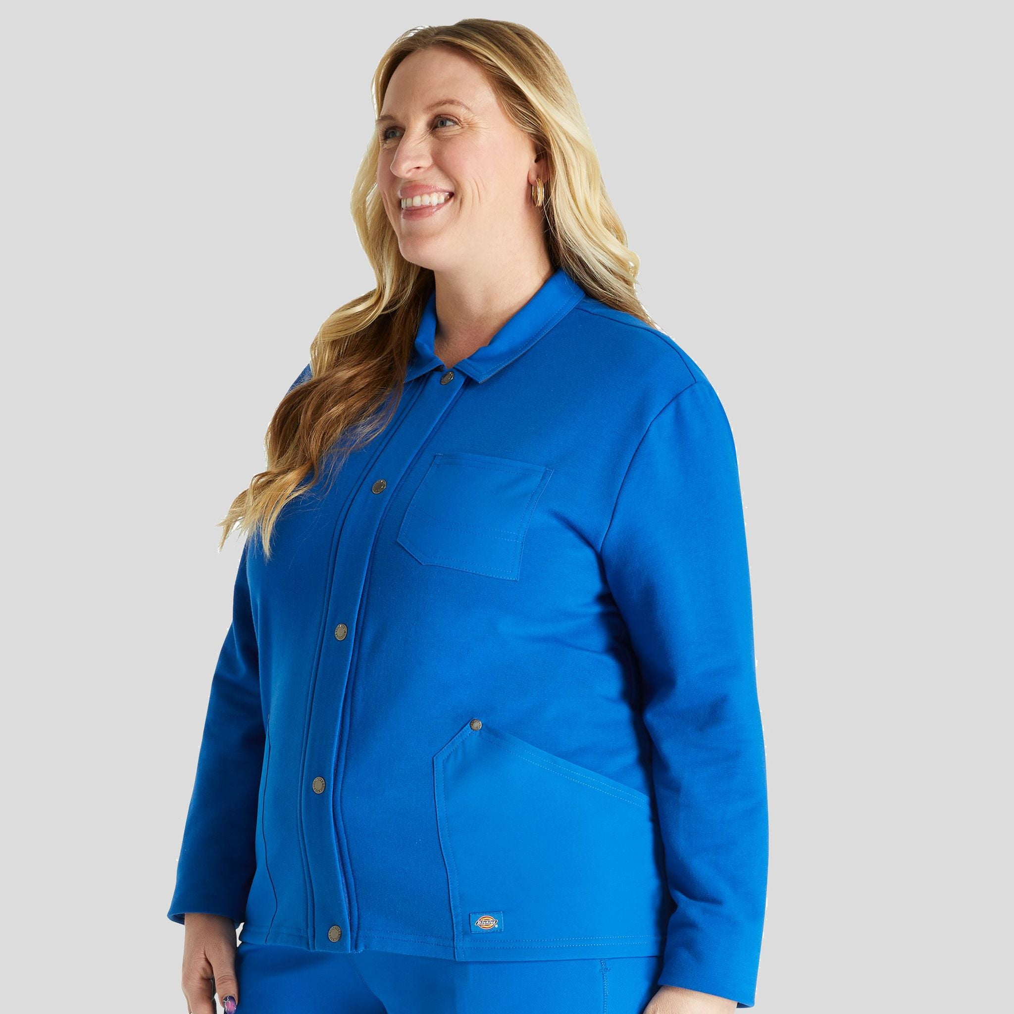 Women's Zip Front Fleece Scrub Jacket | Royal