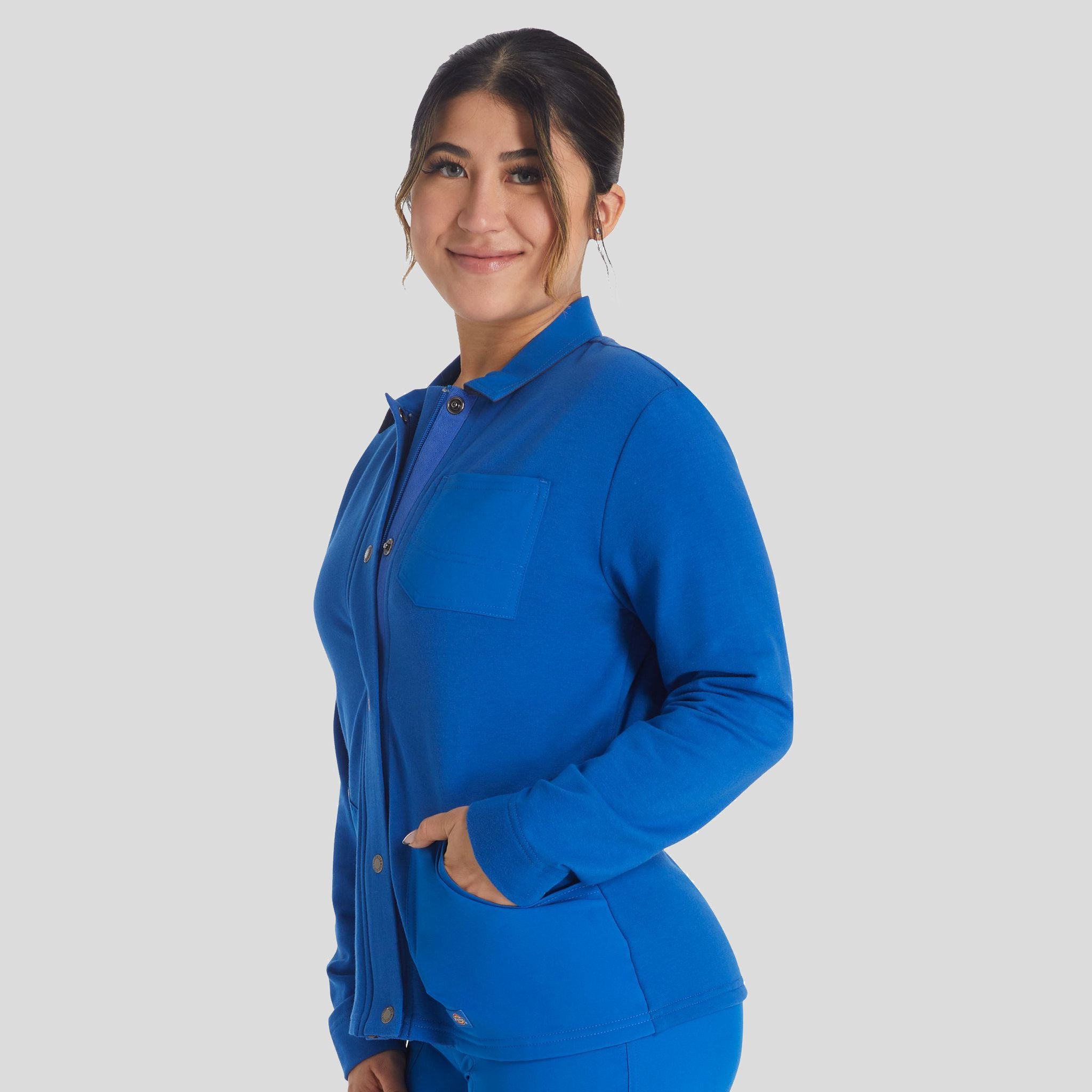 Women's Zip Front Fleece Scrub Jacket | Royal