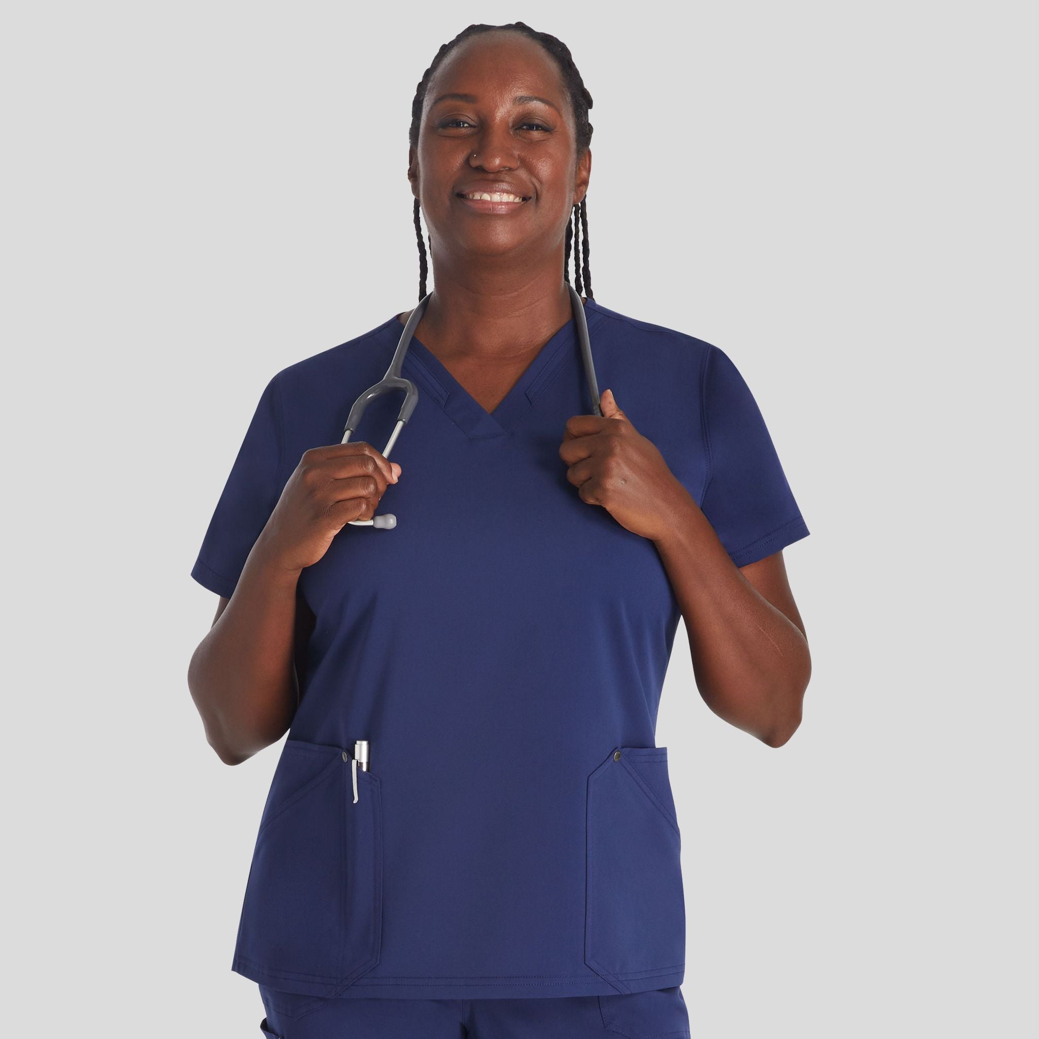 Women's V-Neck Scrub Top | Navy