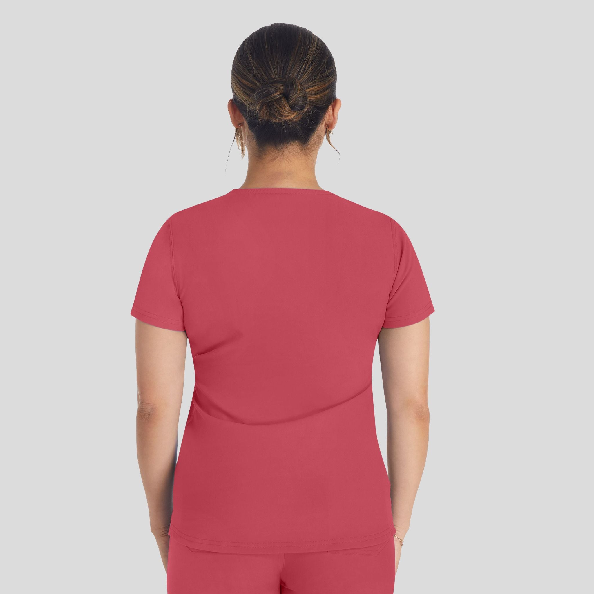 Women's Round Neck Henley Scrub Top | Red Clay