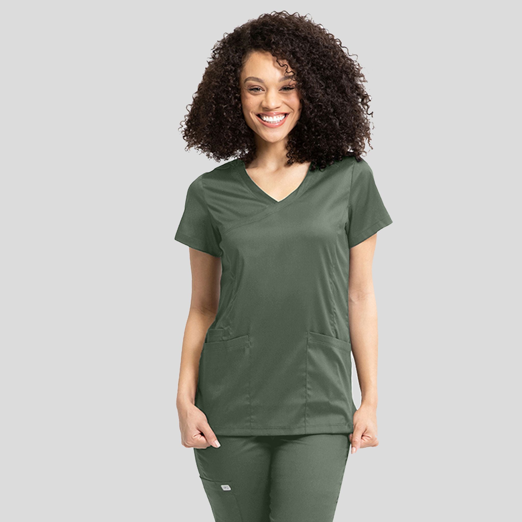 Womenโs Mock Wrap Knit Side Top | Olive