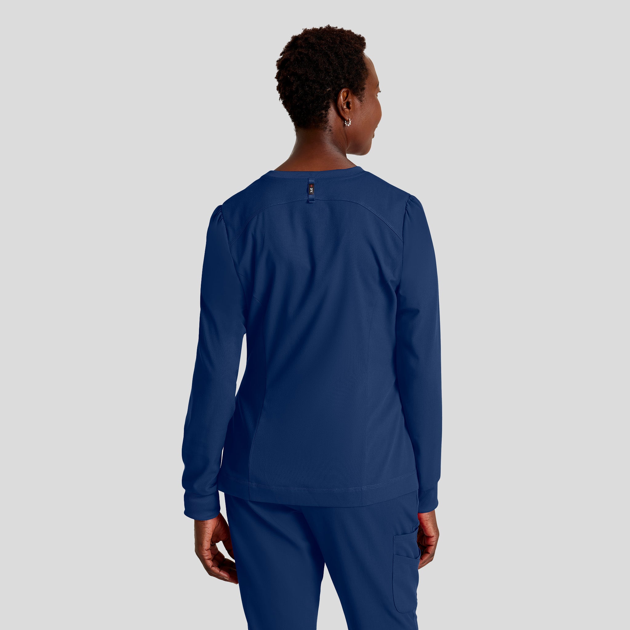 Millie 3-Pocket Crewneck Scrub Jacket | Inidgo