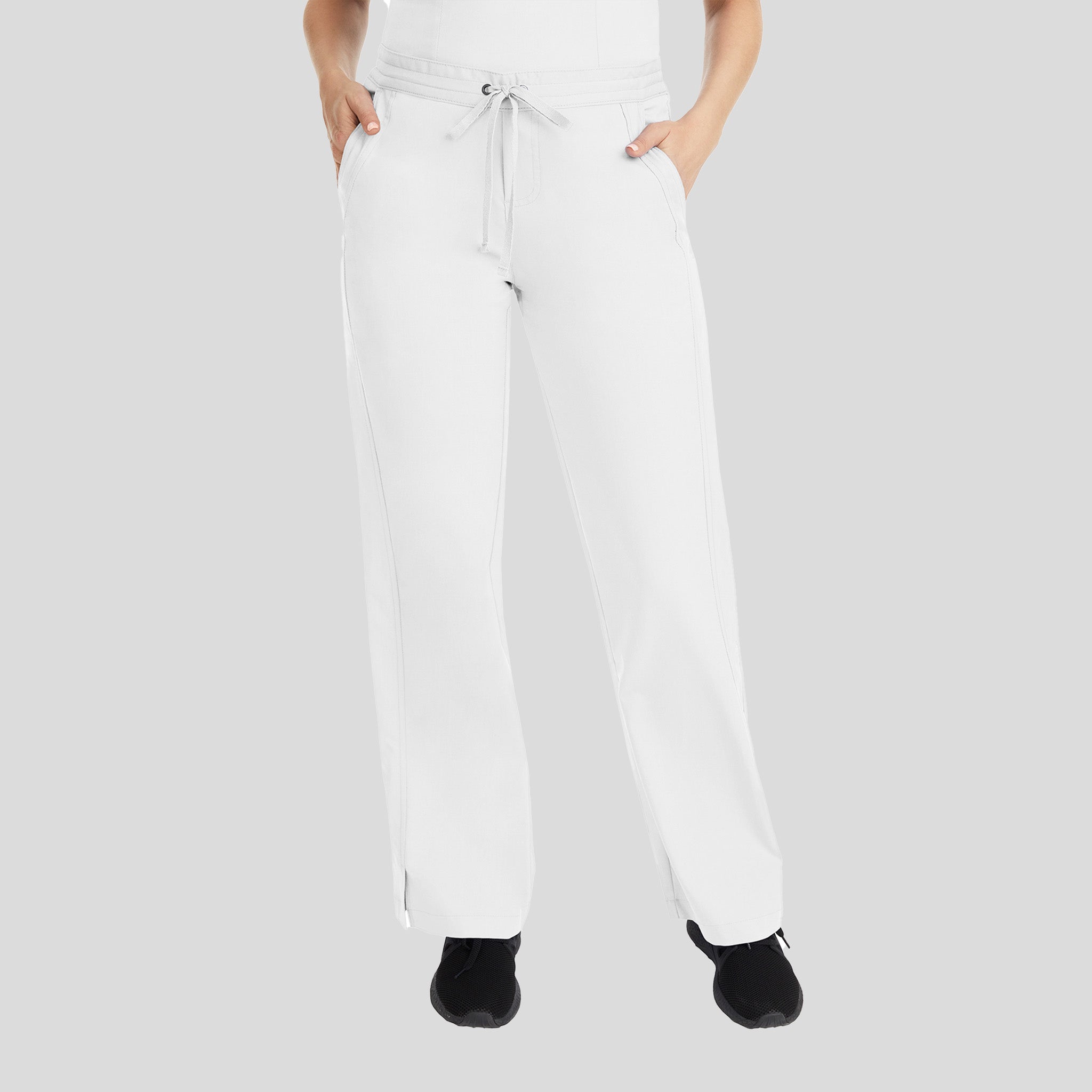 Taylor Elastic Waist Drawstring Scrub Pant | White
