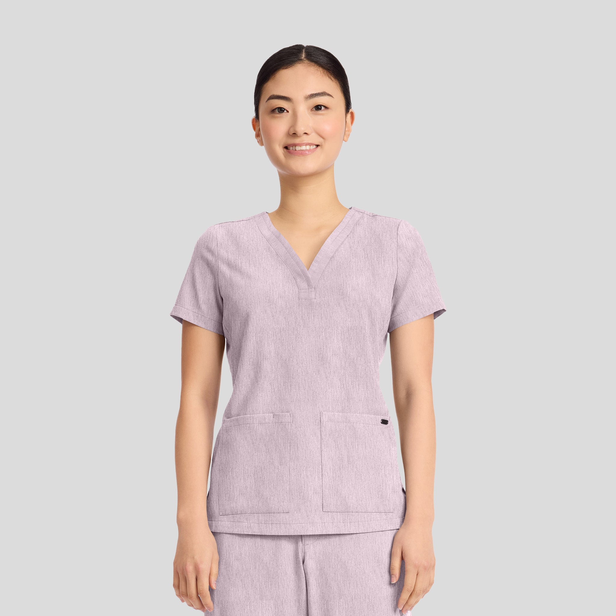 Women's Briana Y-Neck Scrub Top | Pink Pearl