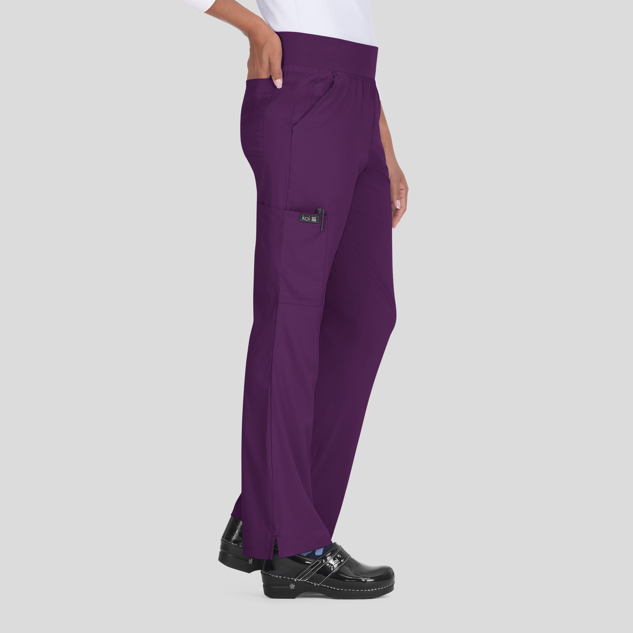 Laurie Women's 6-Pocket Yoga-Style Scrub Pants | Eggplant
