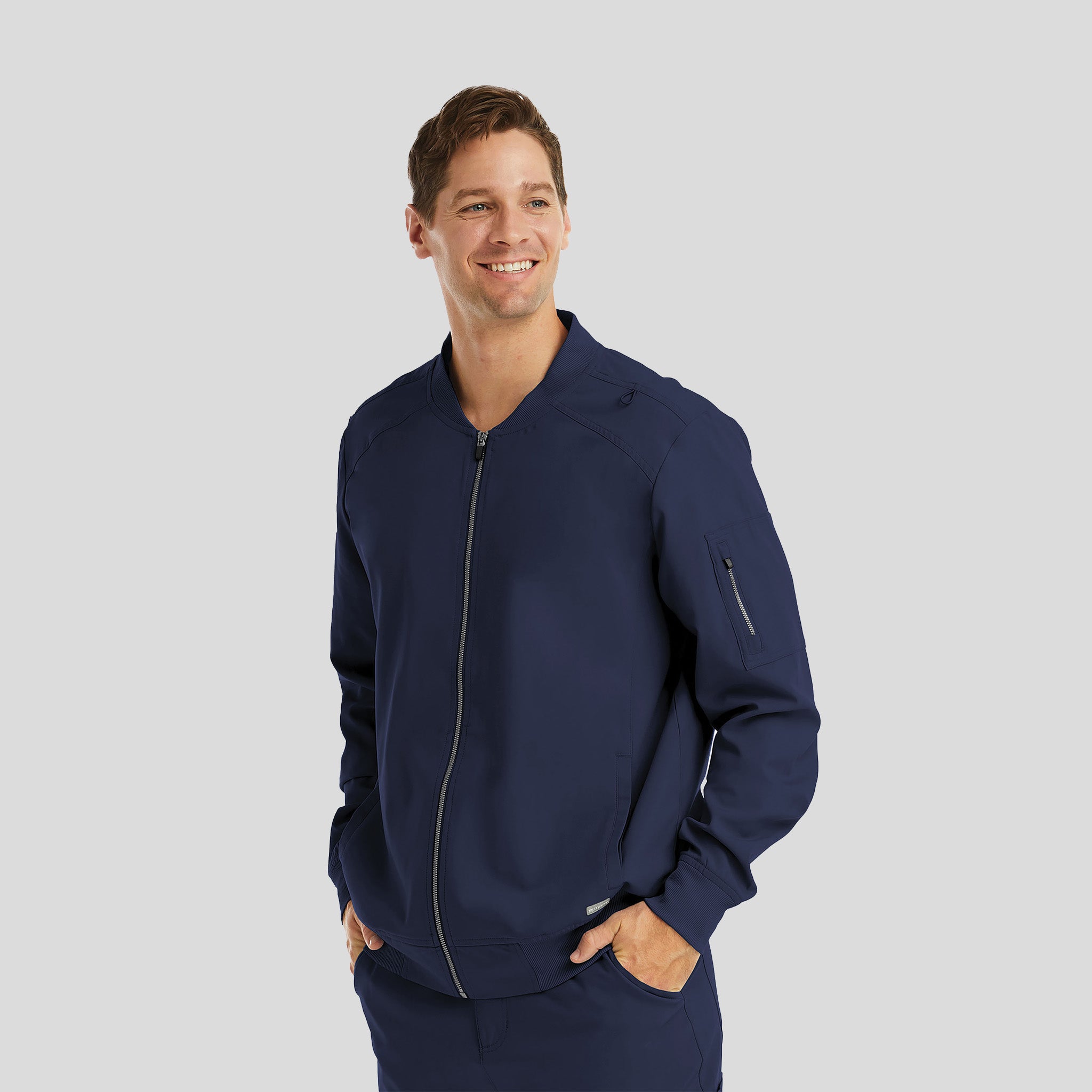 Menβs Full Zip Bomber Jacket | Navy