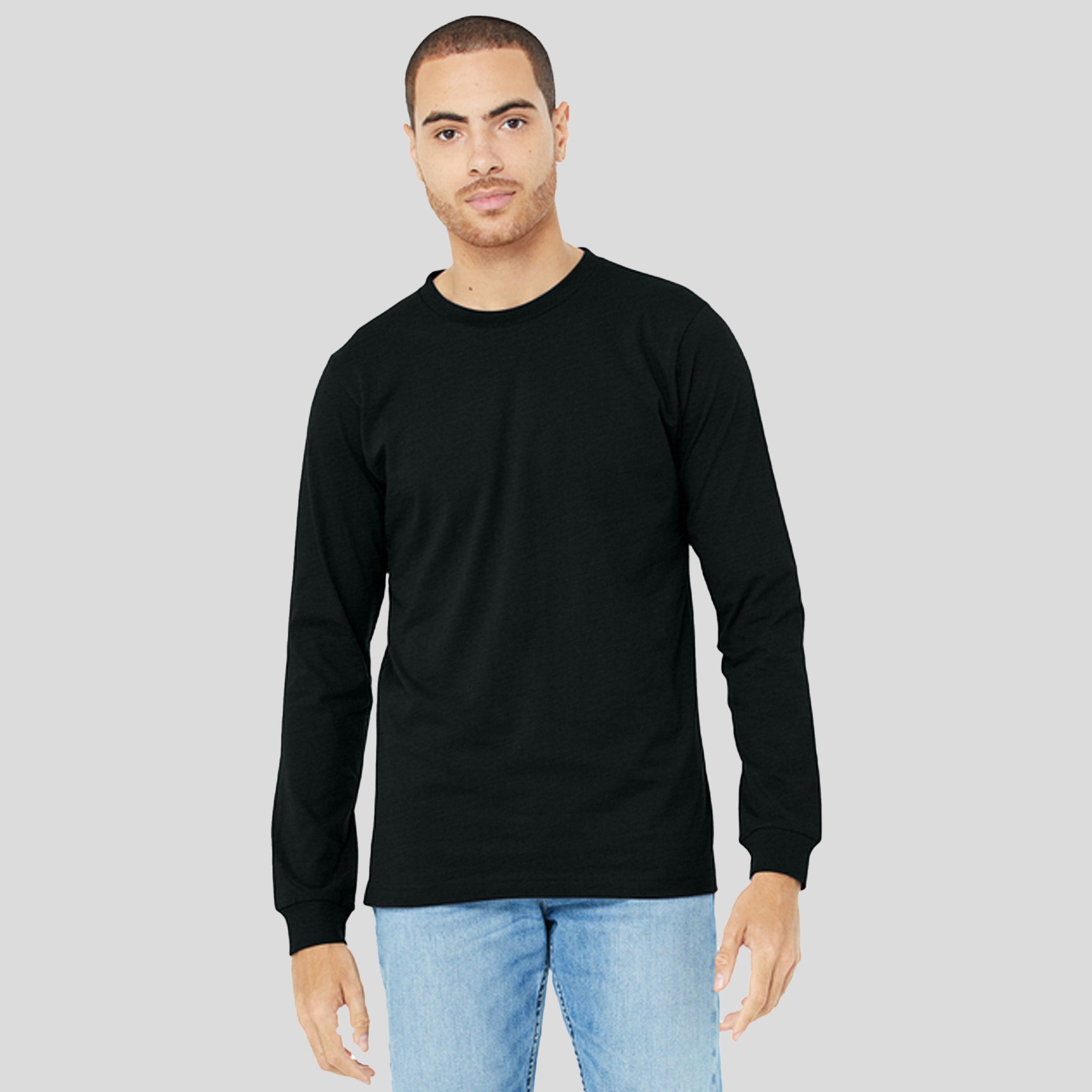 Unisex Heather CVC Long Sleeve Tee | Solid Black Blend