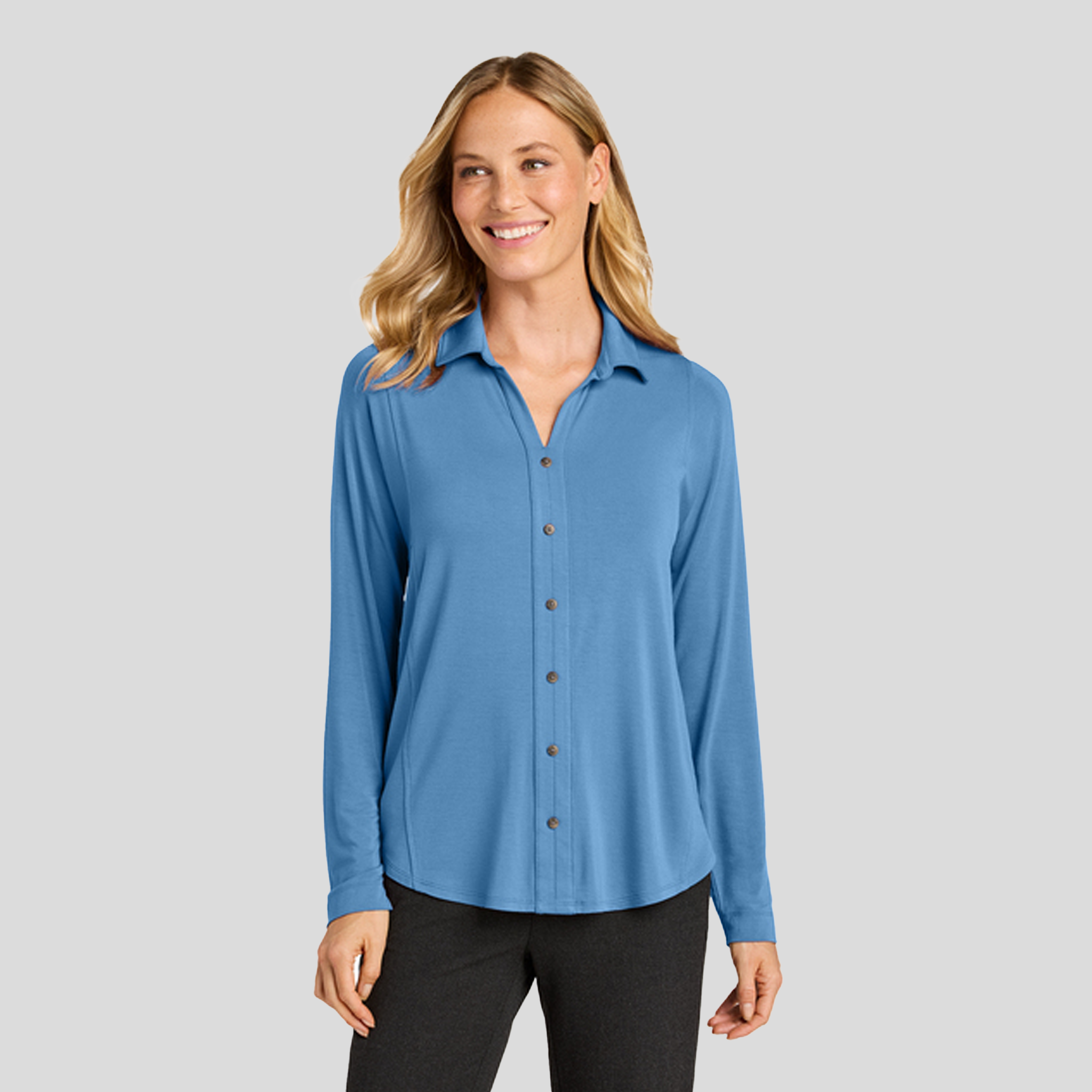 Womenβs Luxe Knit Button Tunic | Carolina Blue