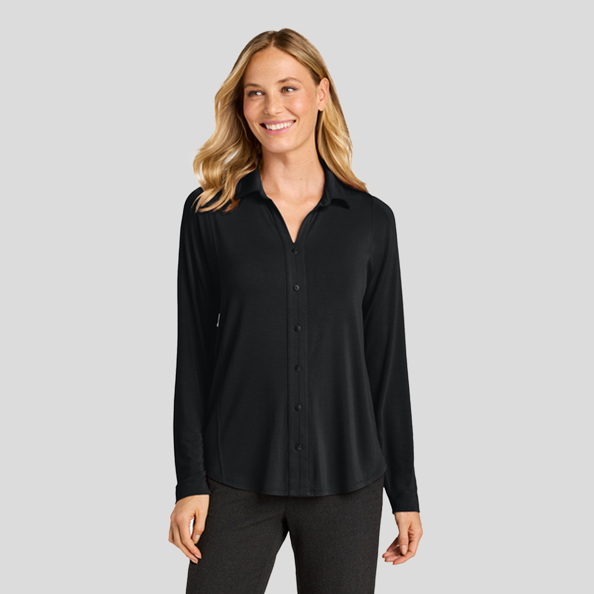 Womenβs Luxe Knit Button Tunic | Deep Black