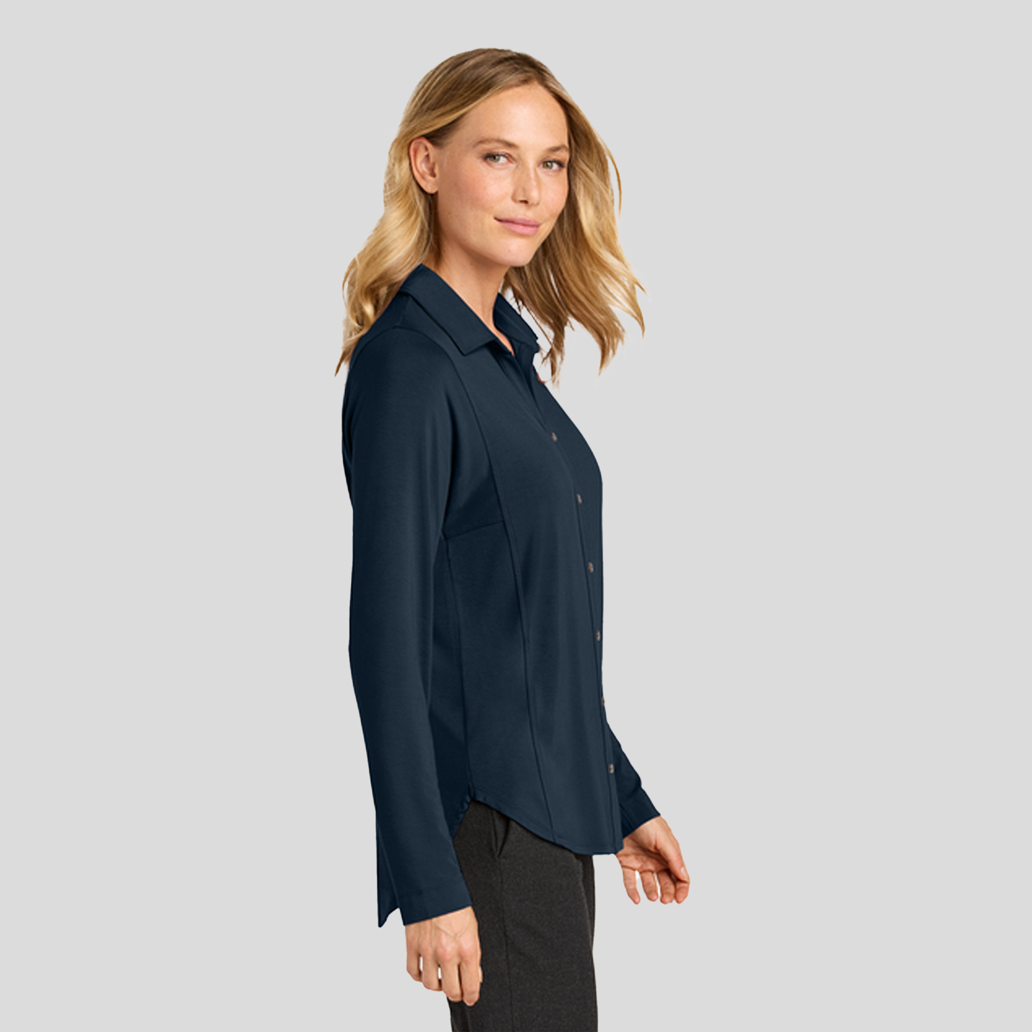 Womenβs Luxe Knit Button Tunic | River Blue Navy