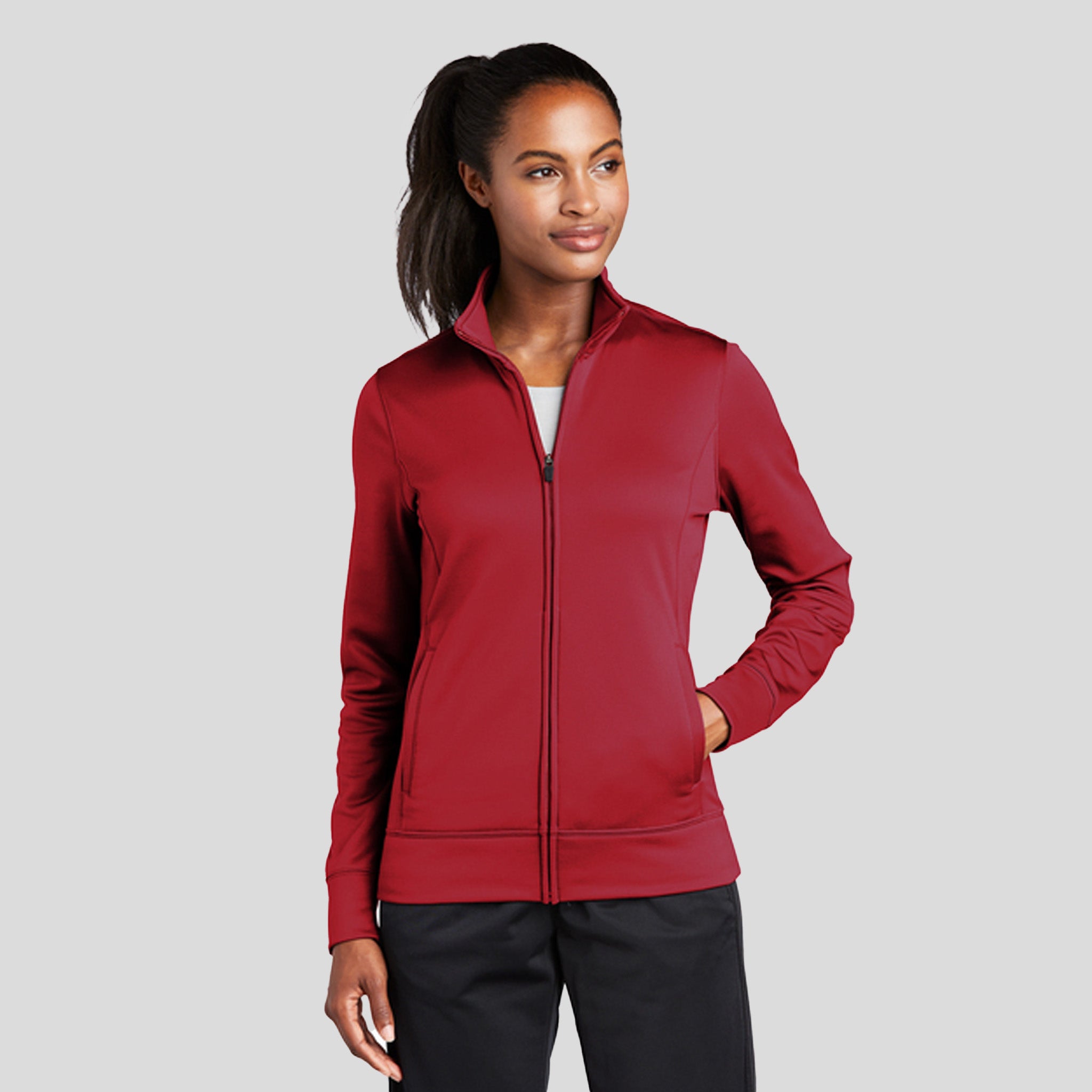 Women's Sport-Wickยฎ Fleece Full-Zip Jacket | Deep Red