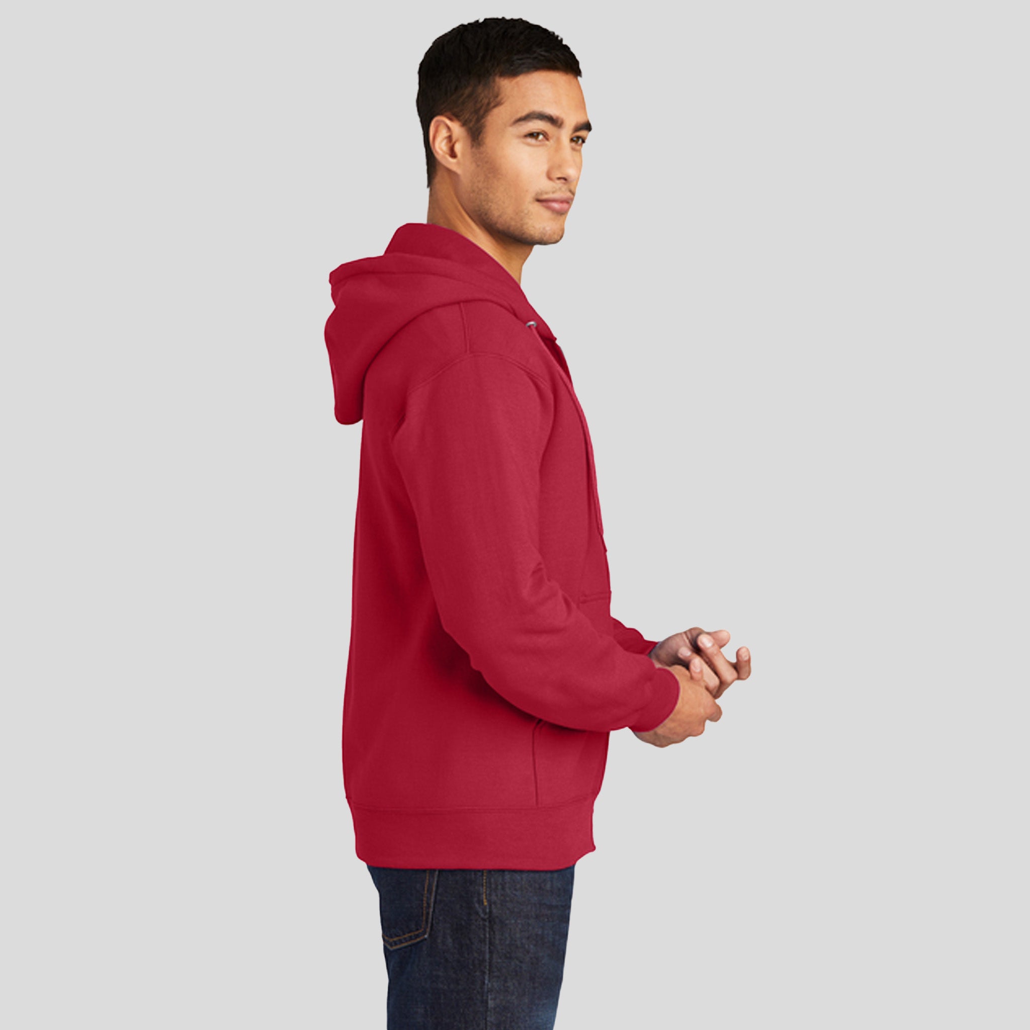 Essential Fleece Full-Zip Hooded Sweatshirt | Red