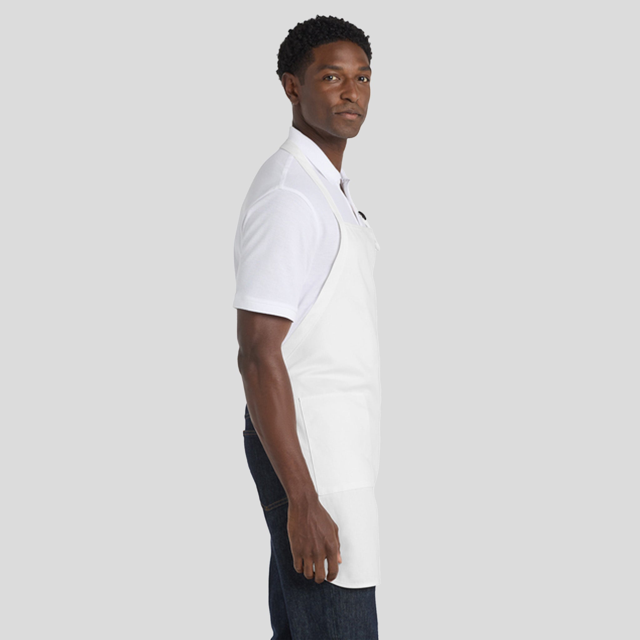 Full-Length Apron with Pockets | White