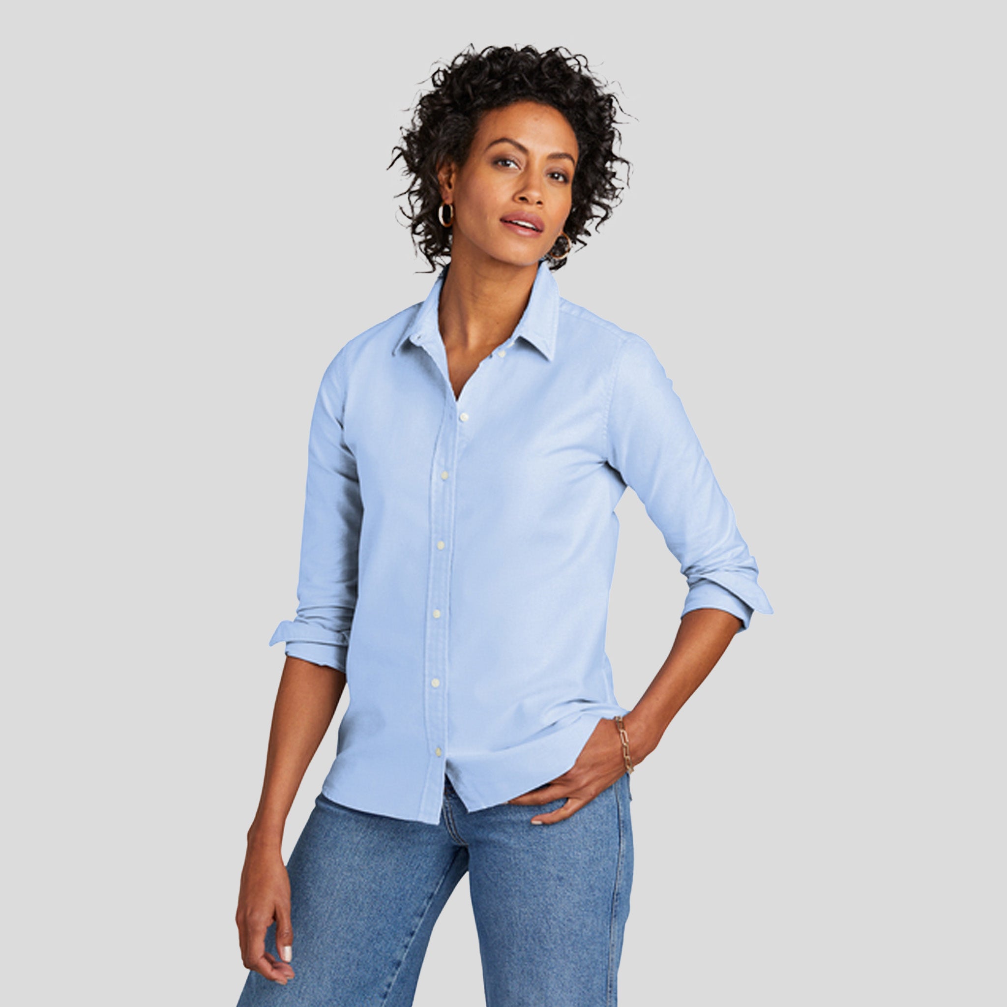 Womenβs Casual Oxford Cloth Shirt | Newport Blue