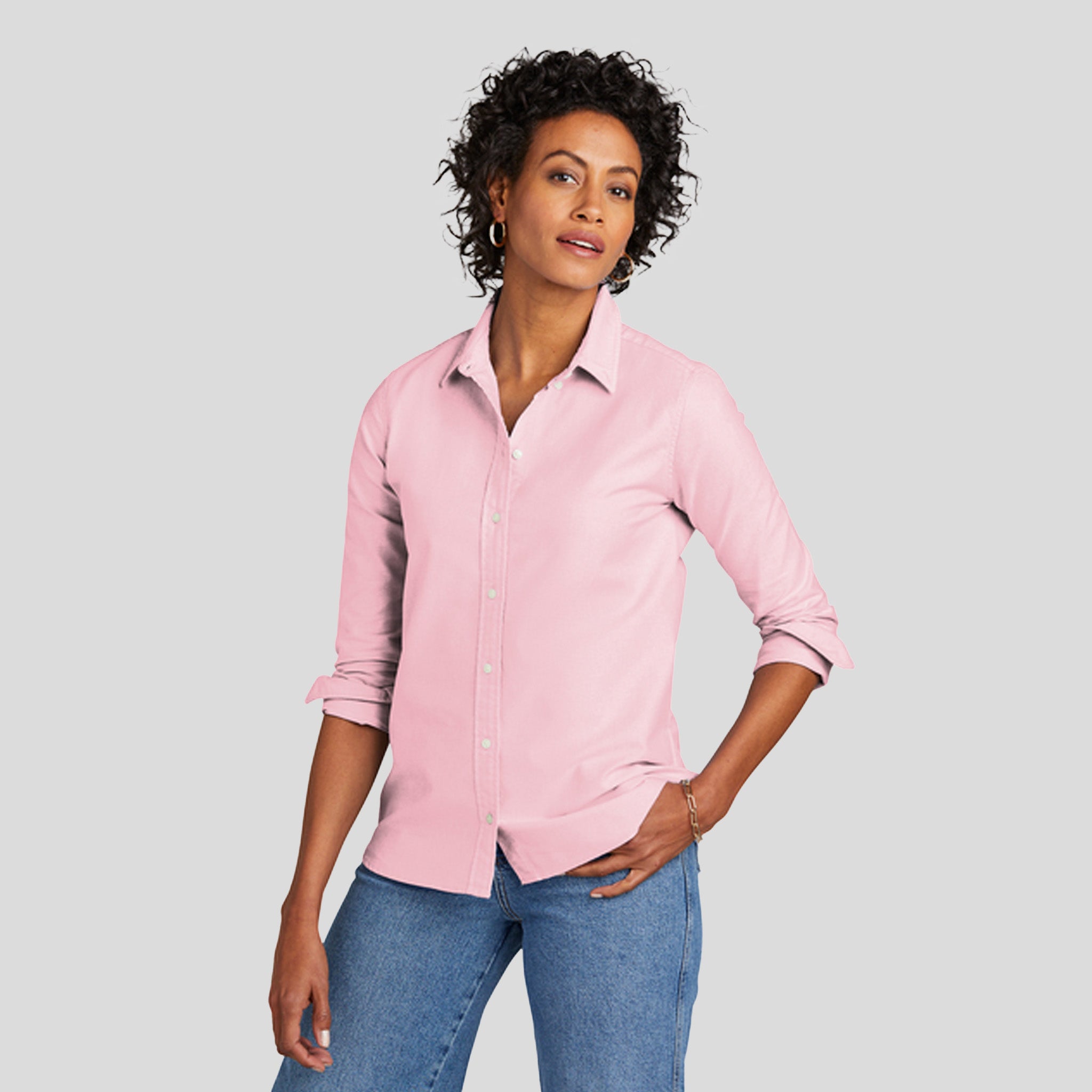 Womenβs Casual Oxford Cloth Shirt | Soft Pink