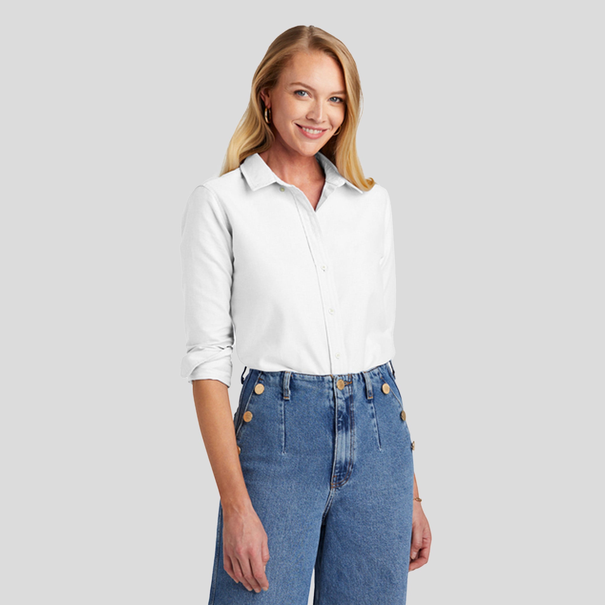 Womenβs Casual Oxford Cloth Shirt | White