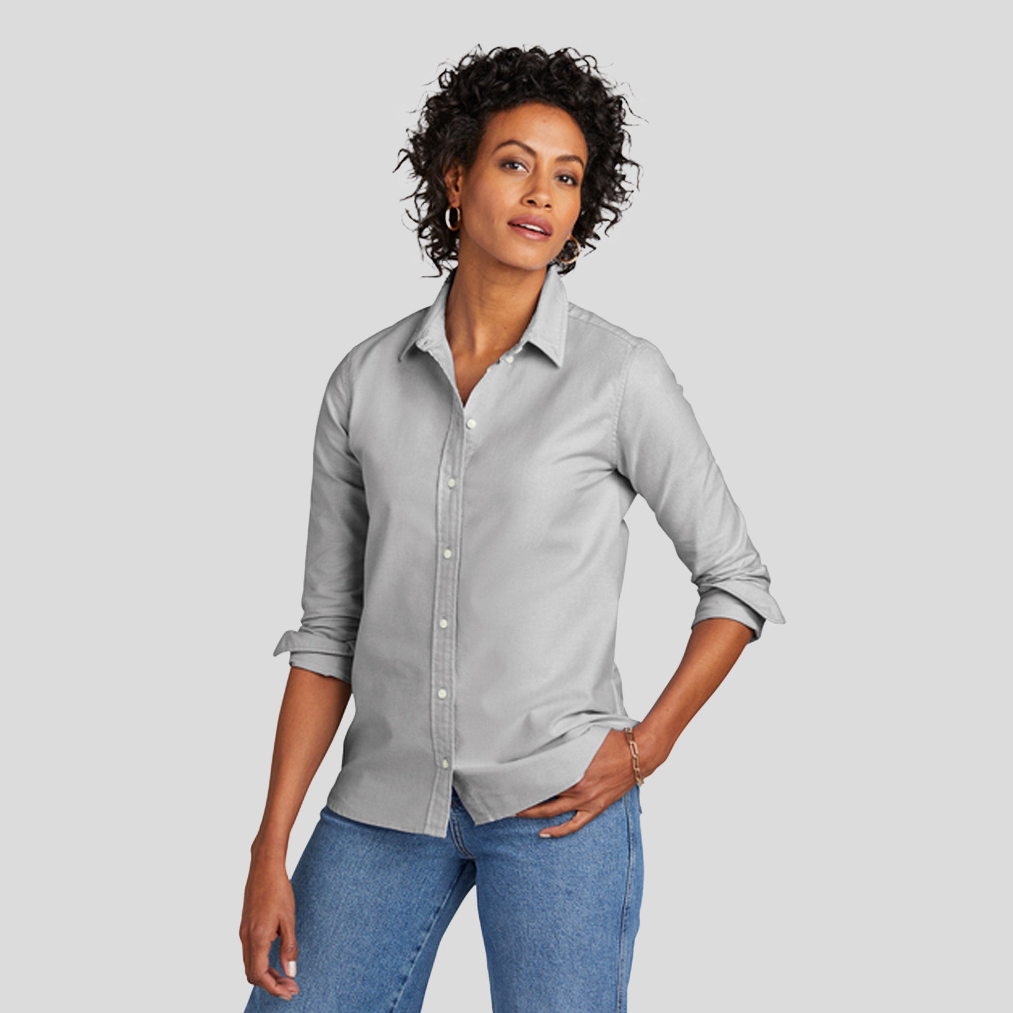 Womenβs Casual Oxford Cloth Shirt | Windsor Grey