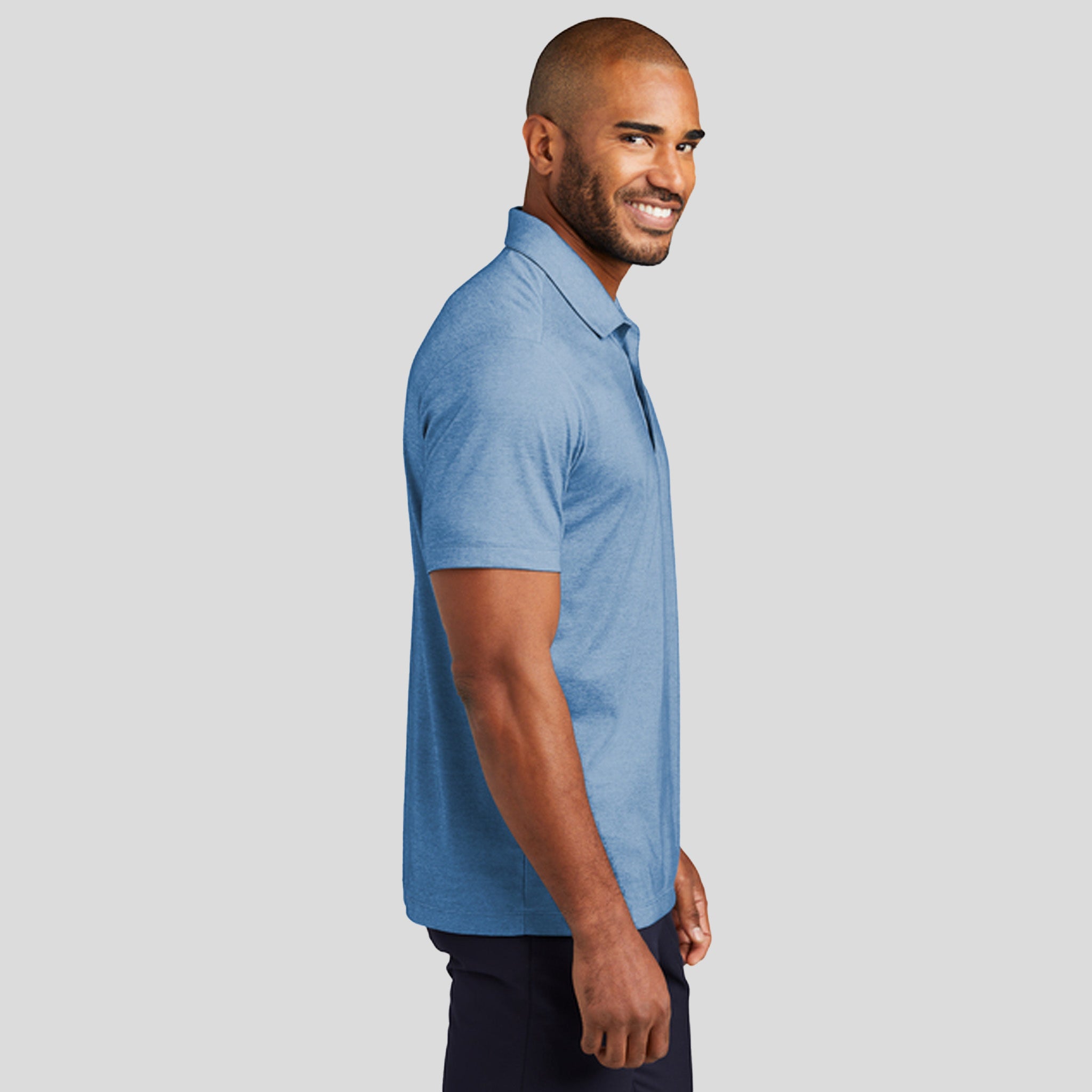 Fine Pique Blend Polo | Aegean Blue Heather
