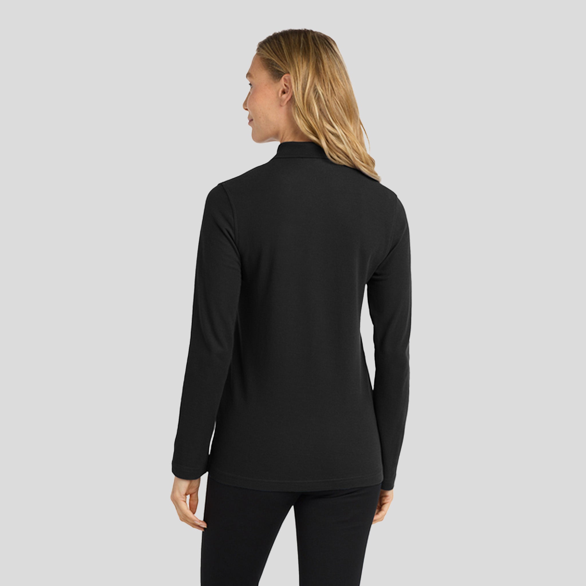Women's Silk Touch™ Long Sleeve Polo | Black