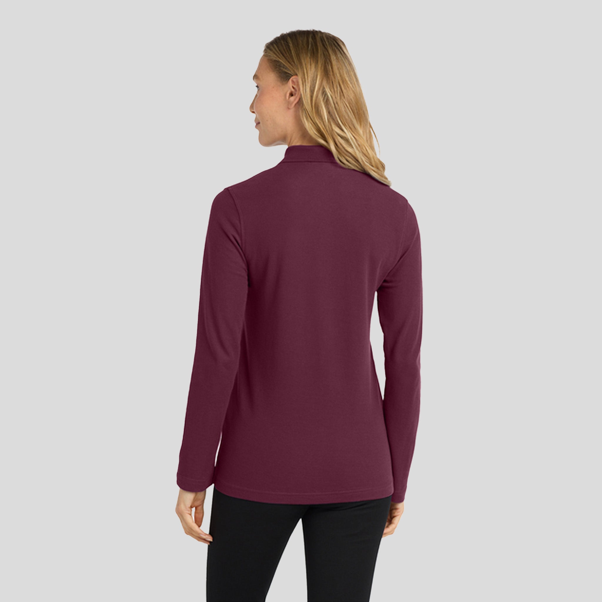 Women's Silk Touch™ Long Sleeve Polo | Burgundy