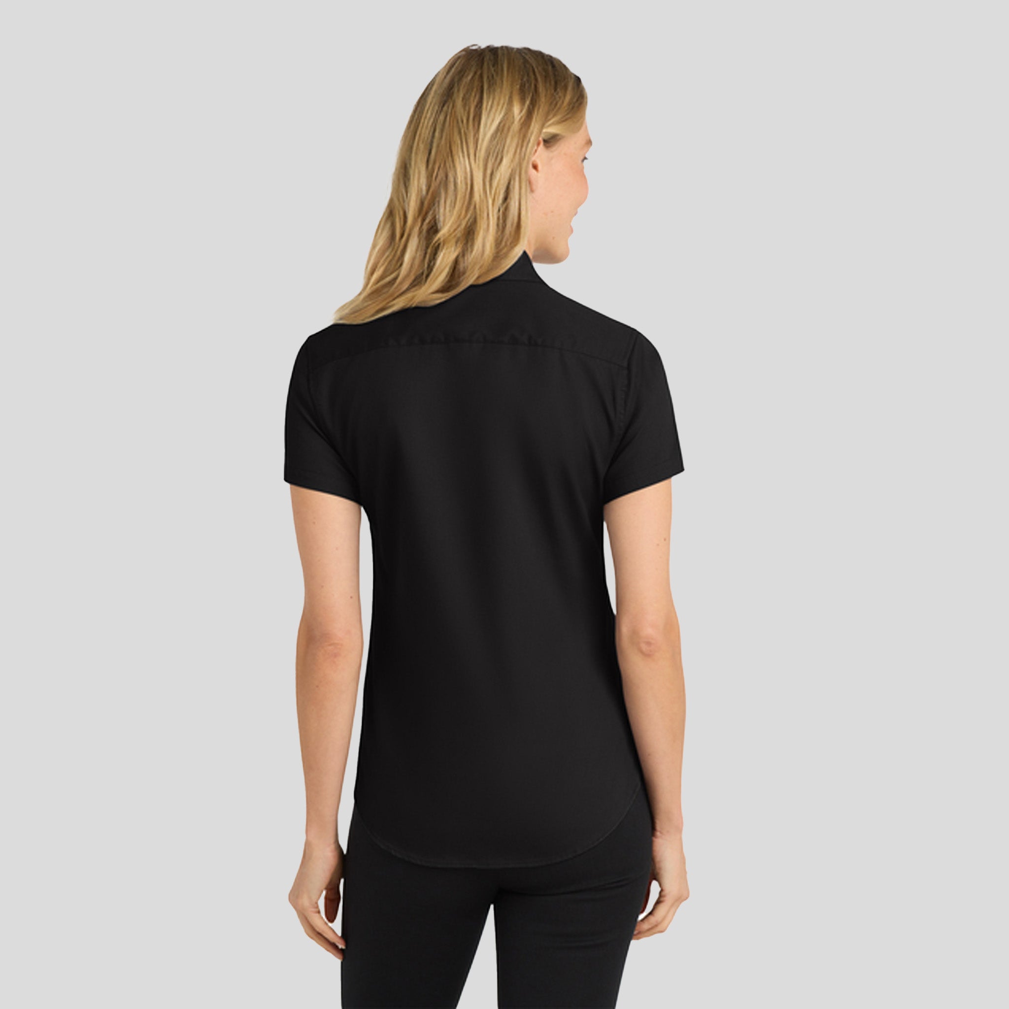 Women's Short Sleeve Easy Care Shirt | Black/Light Stone