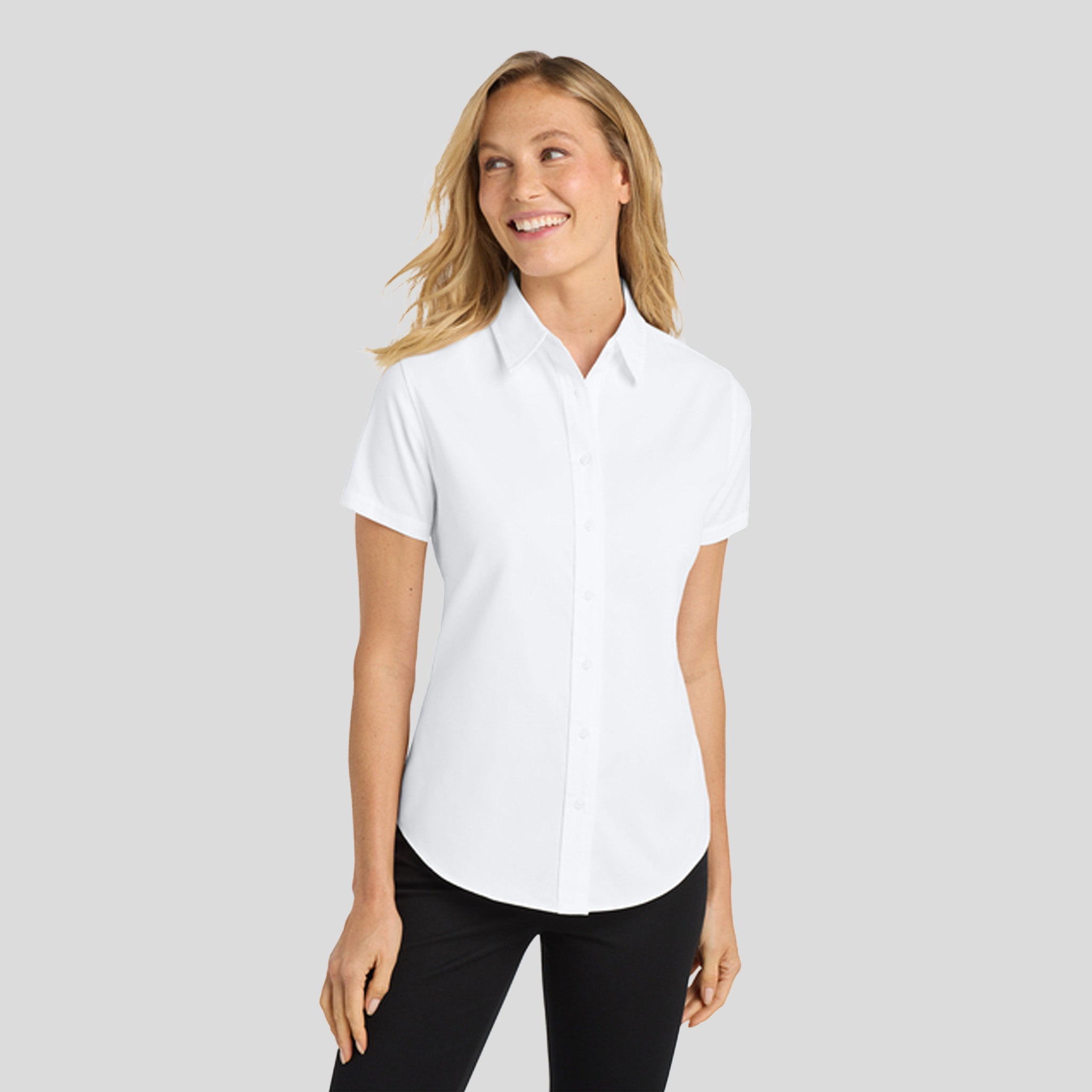 Women's Short Sleeve Easy Care Shirt | White/Light Stone
