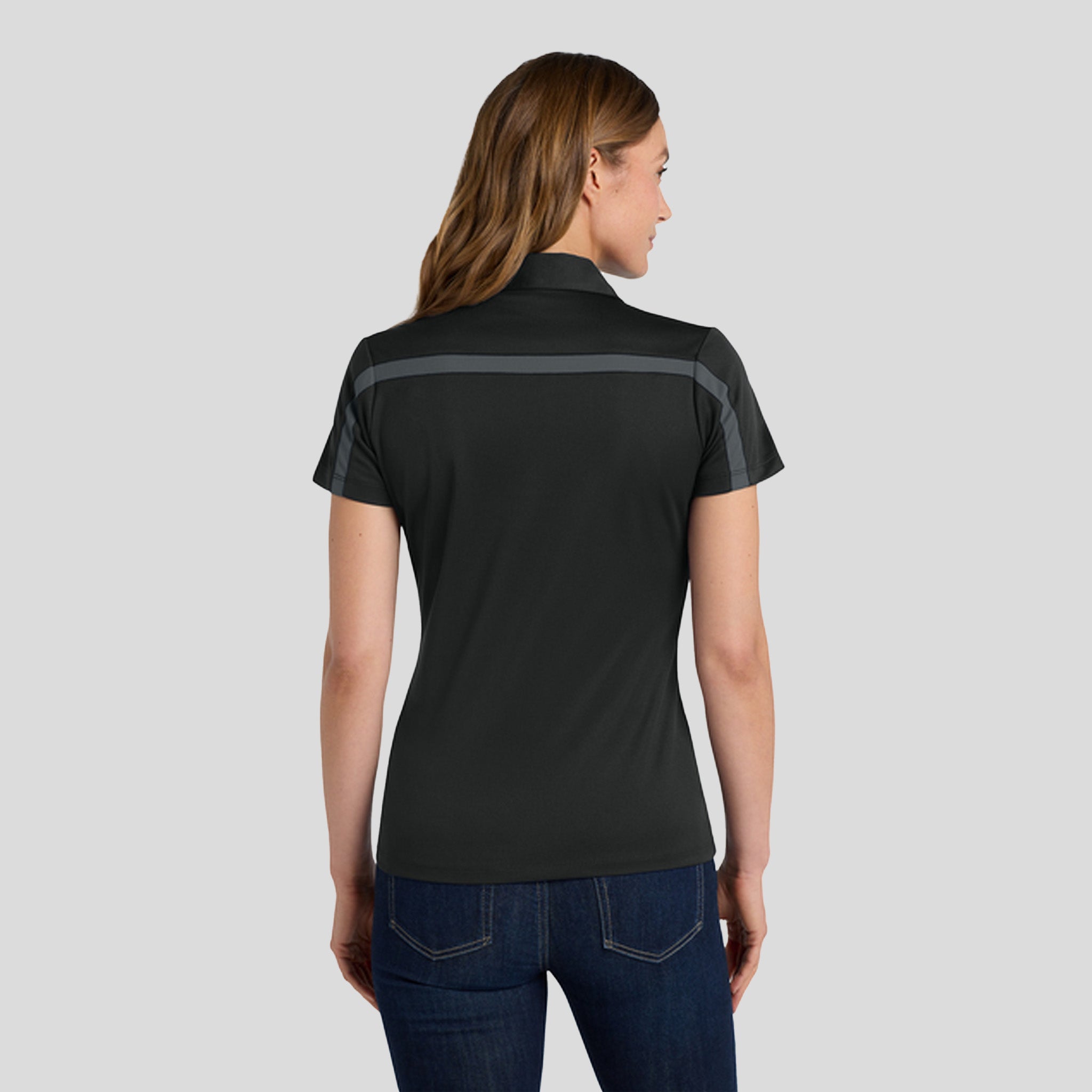 Women's Silk Touch™ Performance Colorblock Stripe Polo | Black/Steel Grey