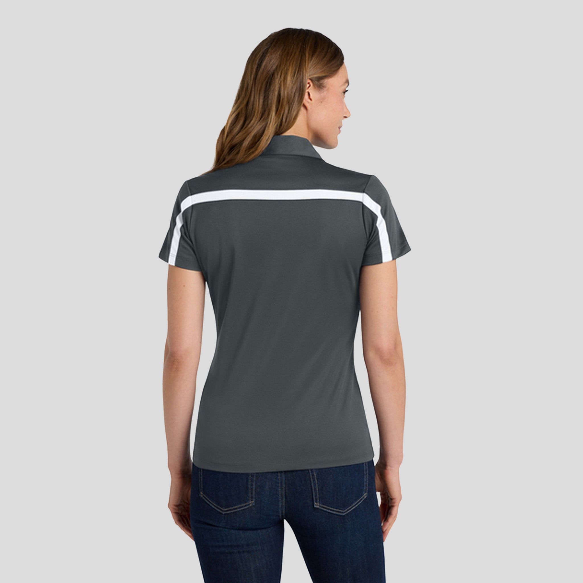 Women's Silk Touch™ Performance Colorblock Stripe Polo | Steel Grey/White