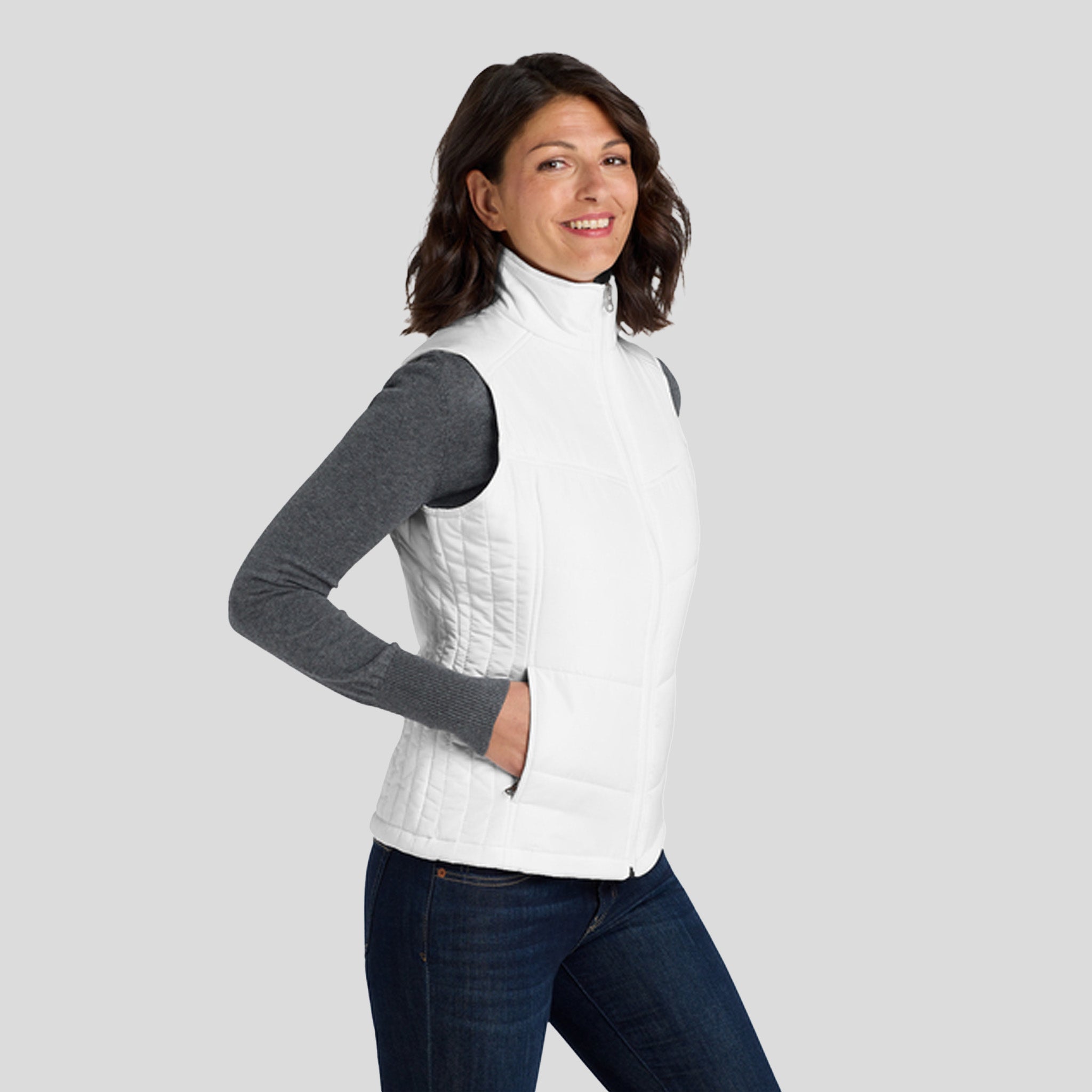 Women's Puffy Vest | White/Dark Slate