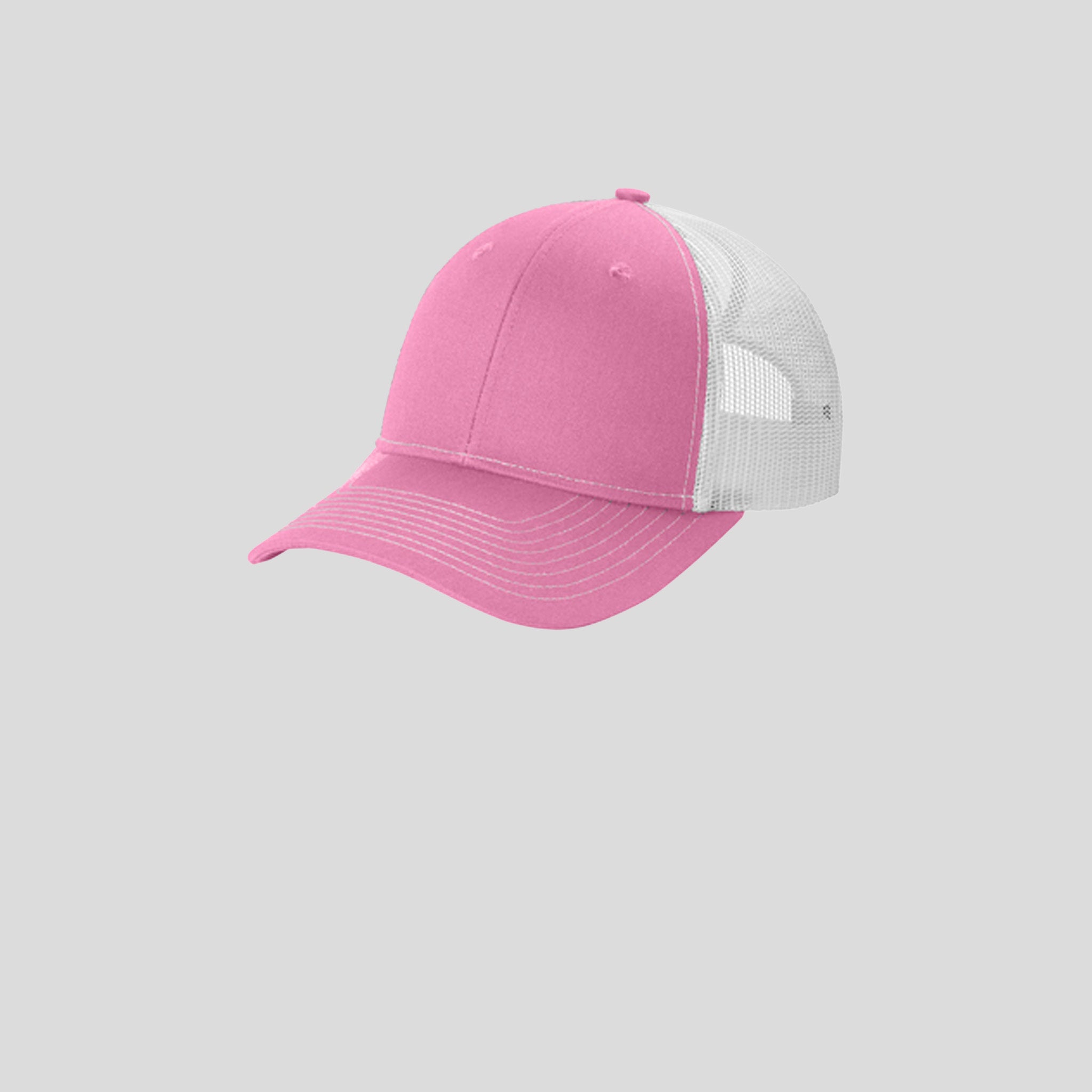 Snapback Ponytail Trucker Cap | True Pink/White