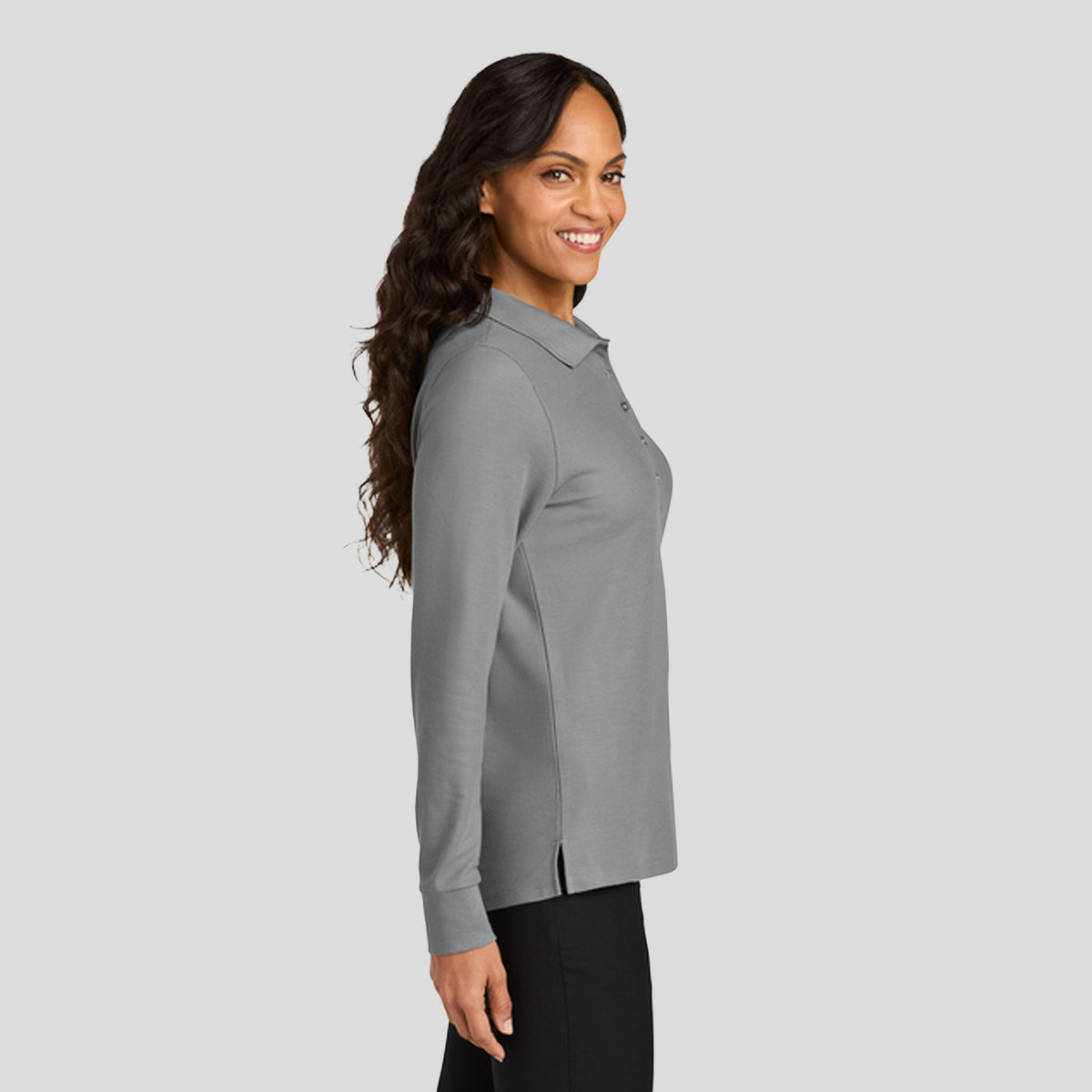 Womenβs Wearever Signature Pique Long Sleeve Polo | Gusty Grey
