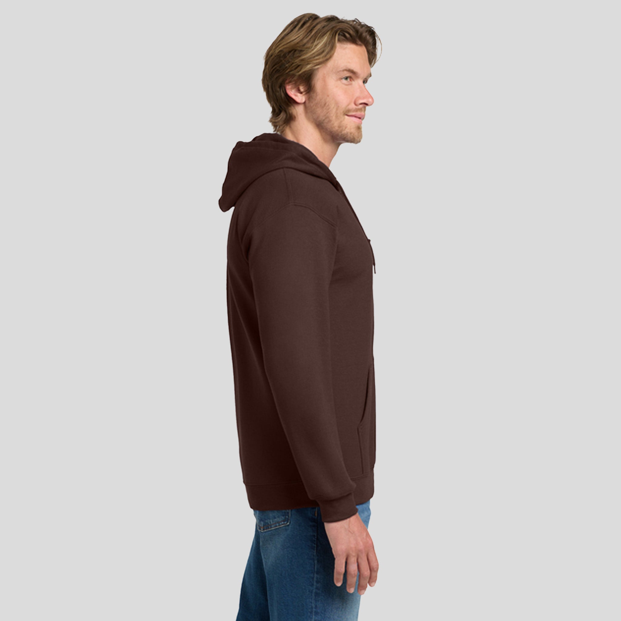 Heavy Blendβ’ Full-Zip Hooded Sweatshirt | Dark Chocolate
