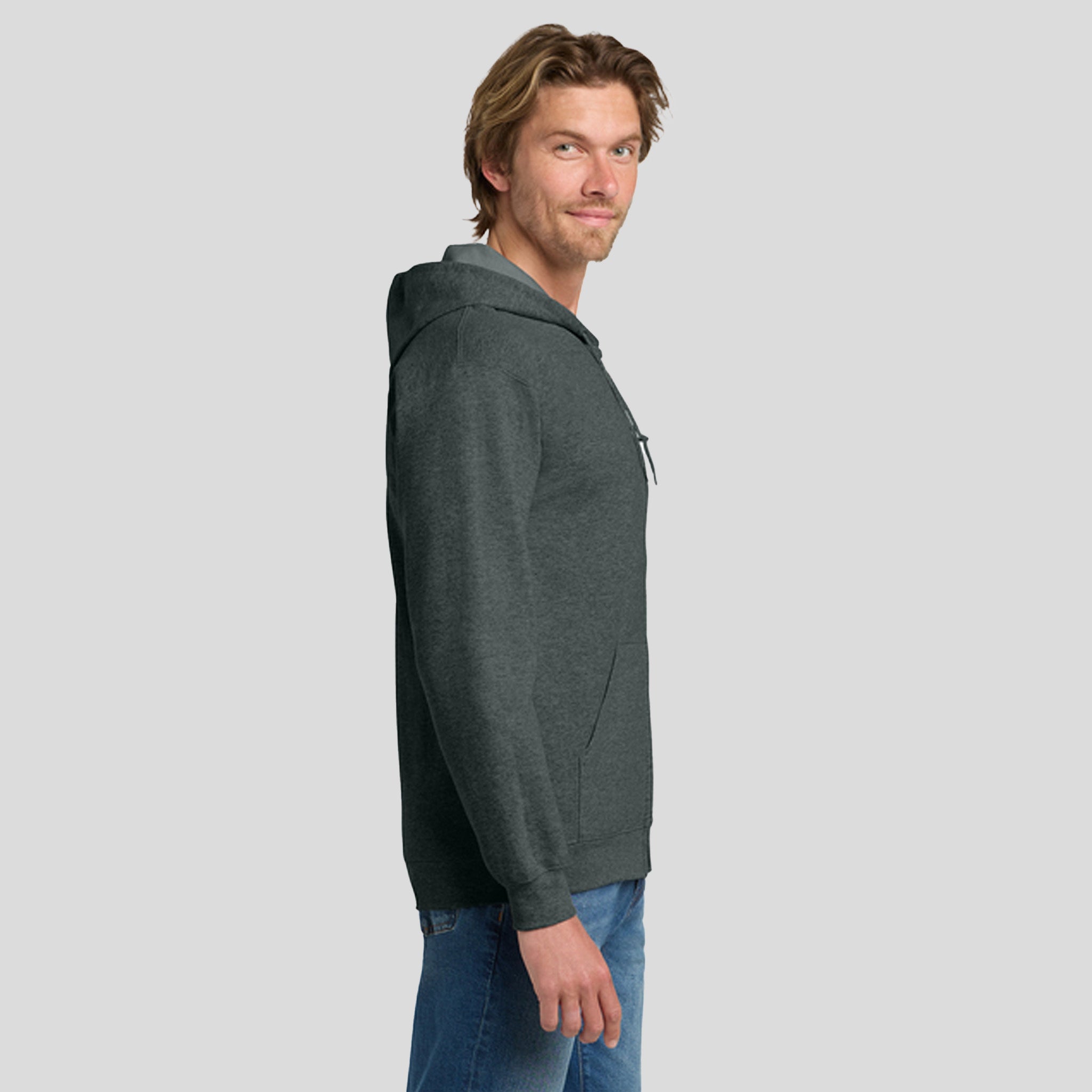 Heavy Blendβ’ Full-Zip Hooded Sweatshirt | Dark Heather Grey