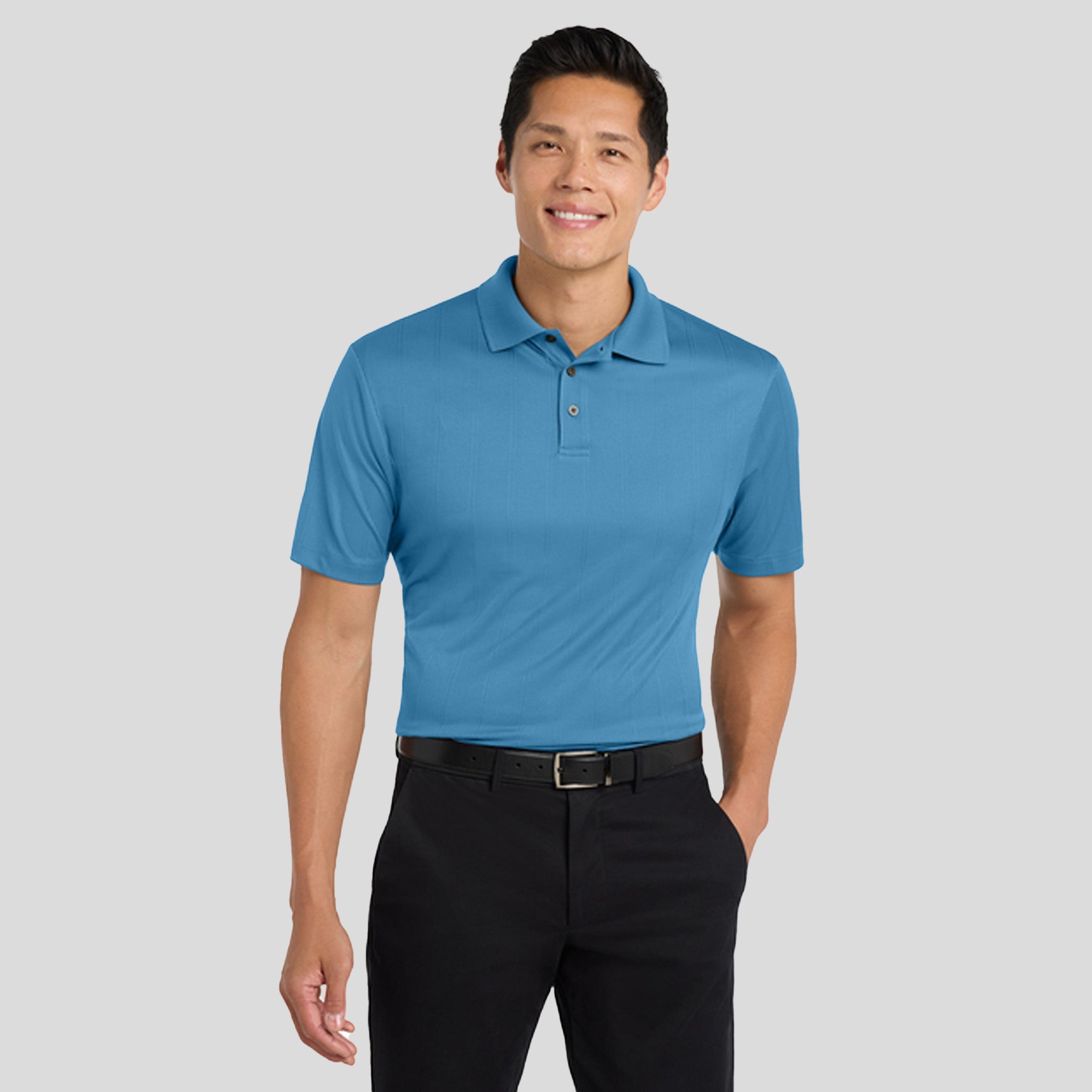 Performance Fine Jacquard Polo | Ocean Blue