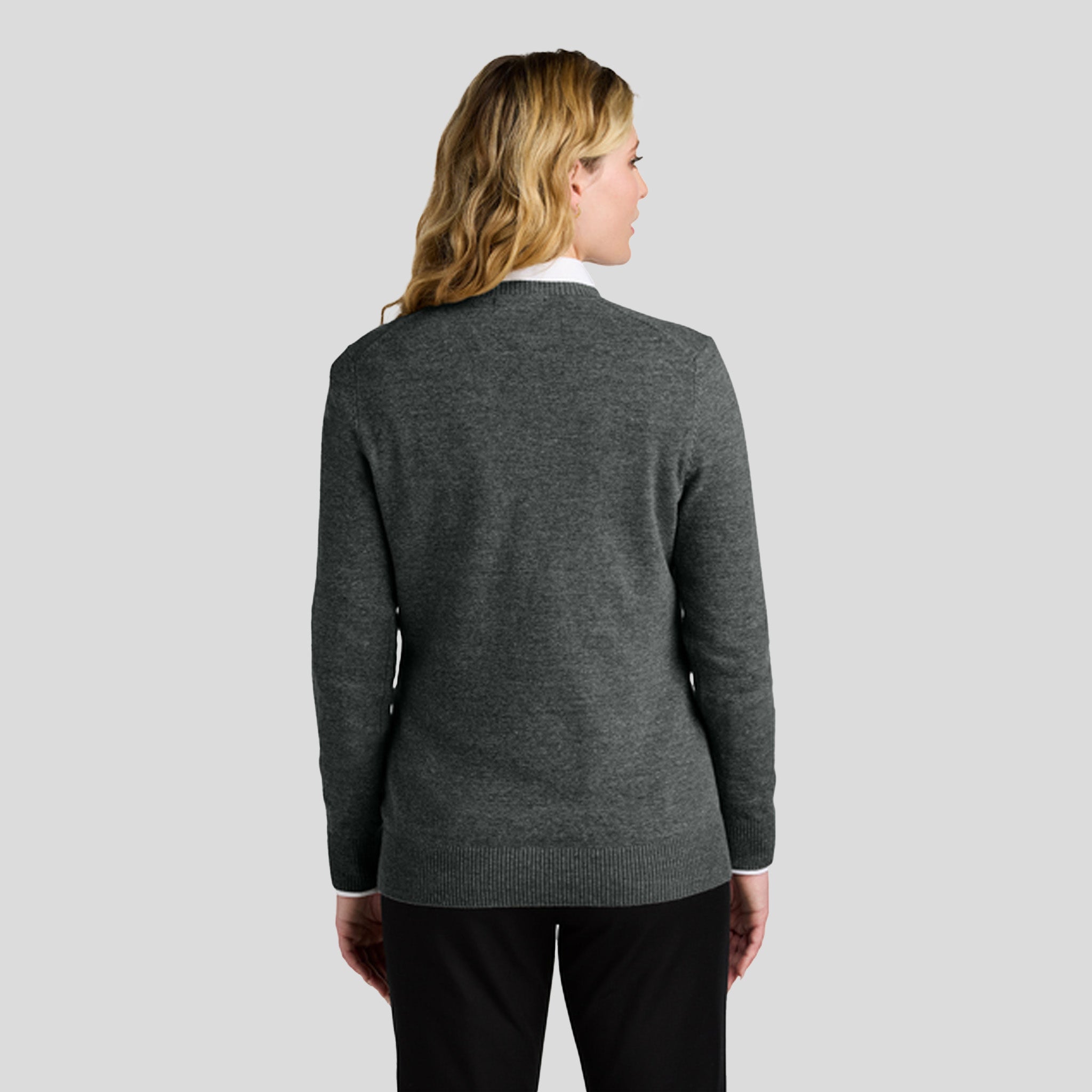 Womenβs Easy Care V-Neck Sweater | Charcoal Heather