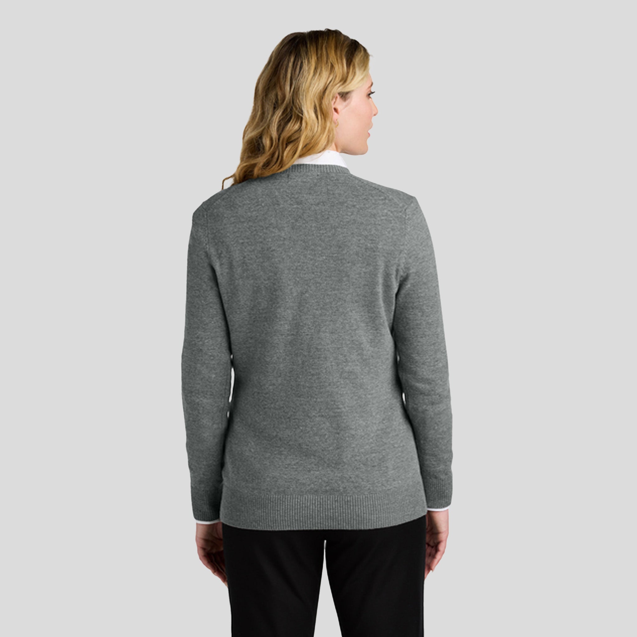 Womenβs Easy Care V-Neck Sweater | Medium Heather Grey