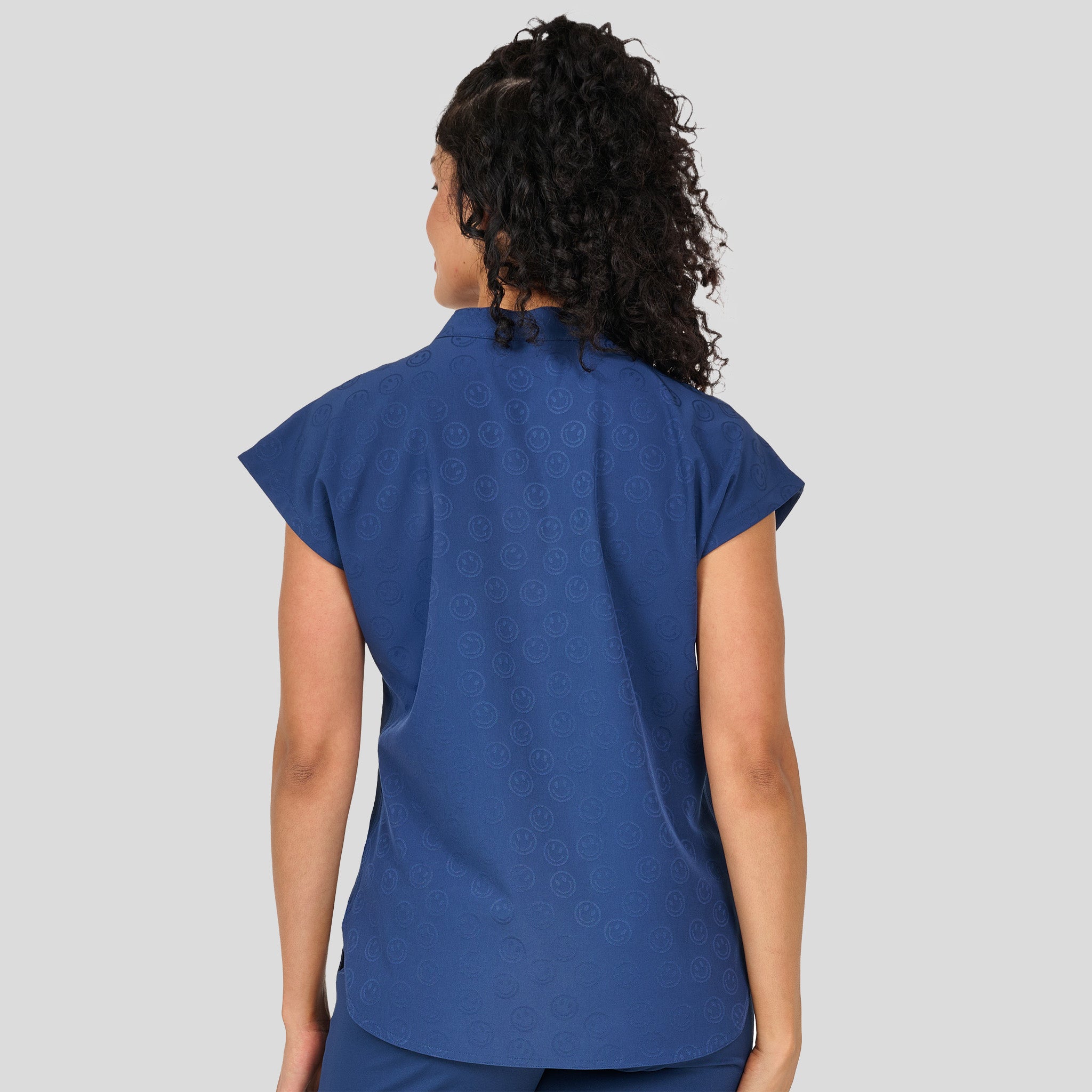 Piper Tuck In Top | Navy Smile Jacquard