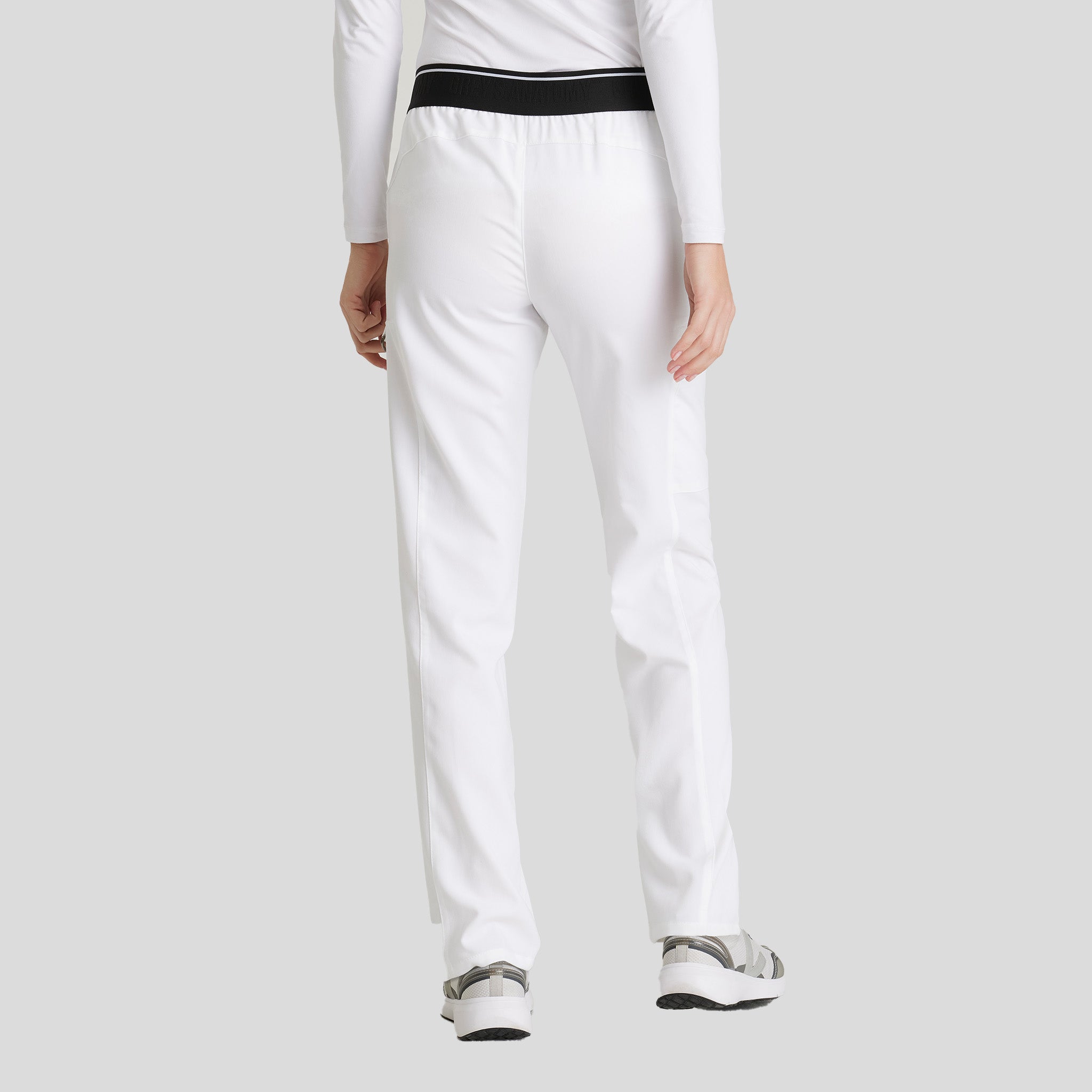 Kim 3-Pocket Mid-Rise Straight Leg Scrub Pant | White