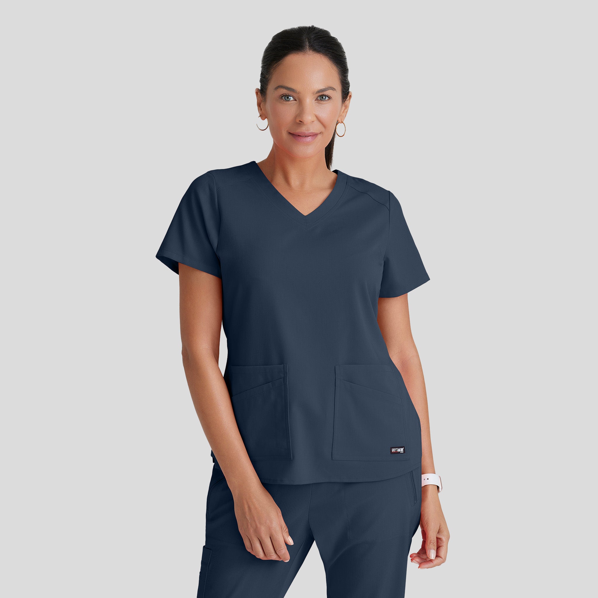 Emma 4-Pocket V-Neck Scrub Top | Steel