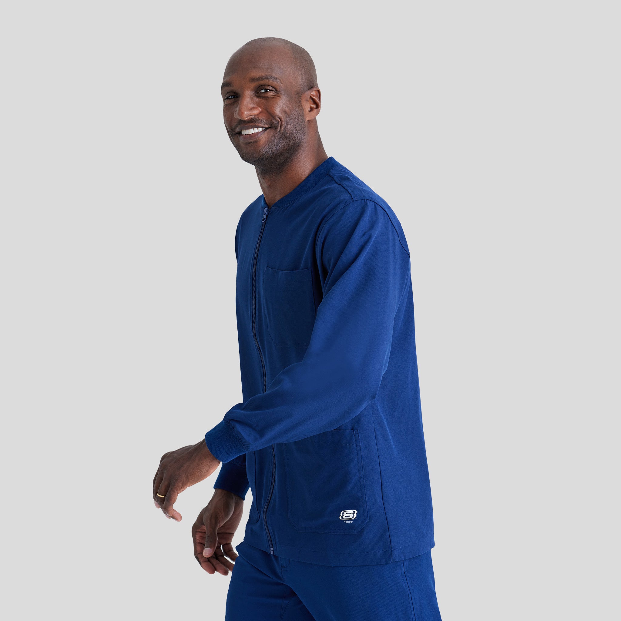 Men's Structure 3-Pocket Crewneck Warmup Scrub Jacket | Navy