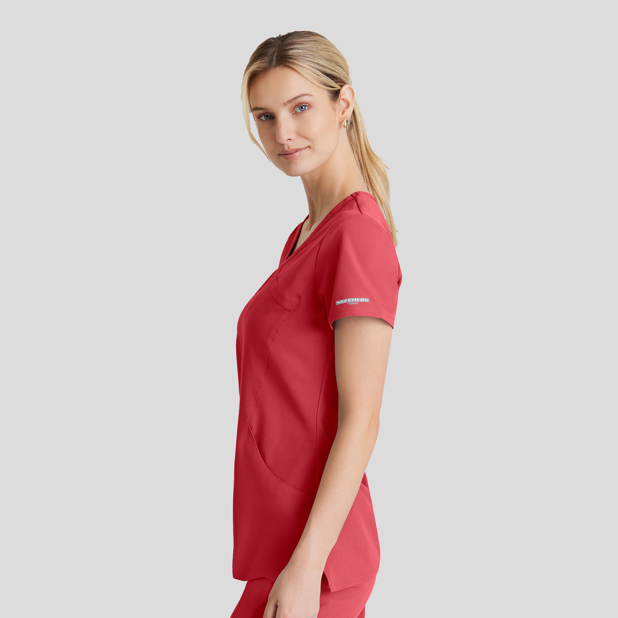 Reliance 3-Pocket Crossover V-Neck Scrub Top | Red