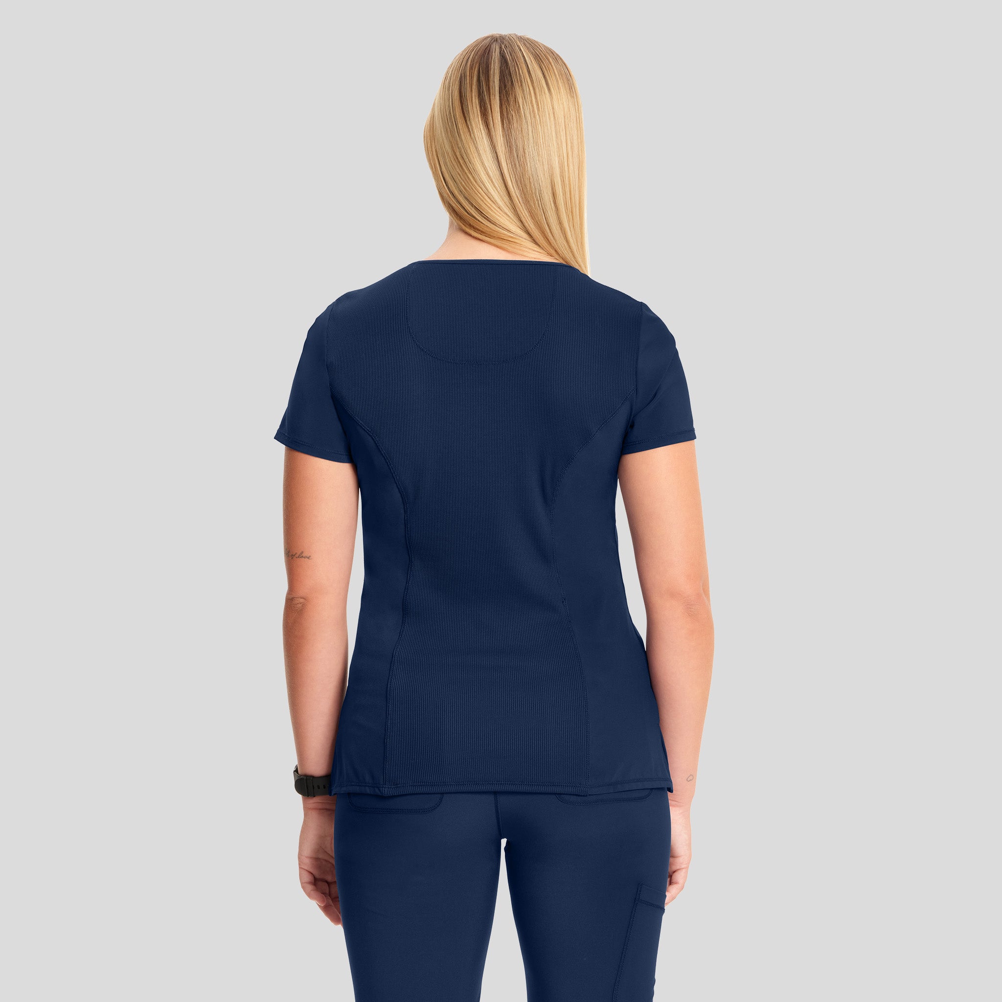 Infinity Mock Wrap Solid Scrub Top | Navy