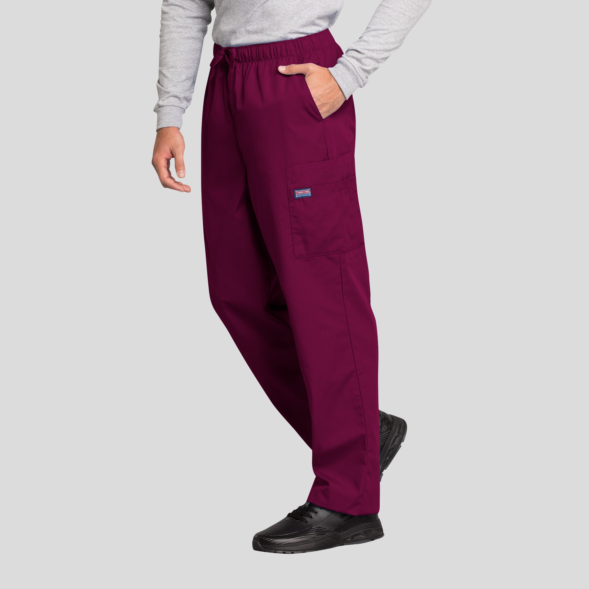 Men's Drawstring Cargo Scrub Pant | Wine
