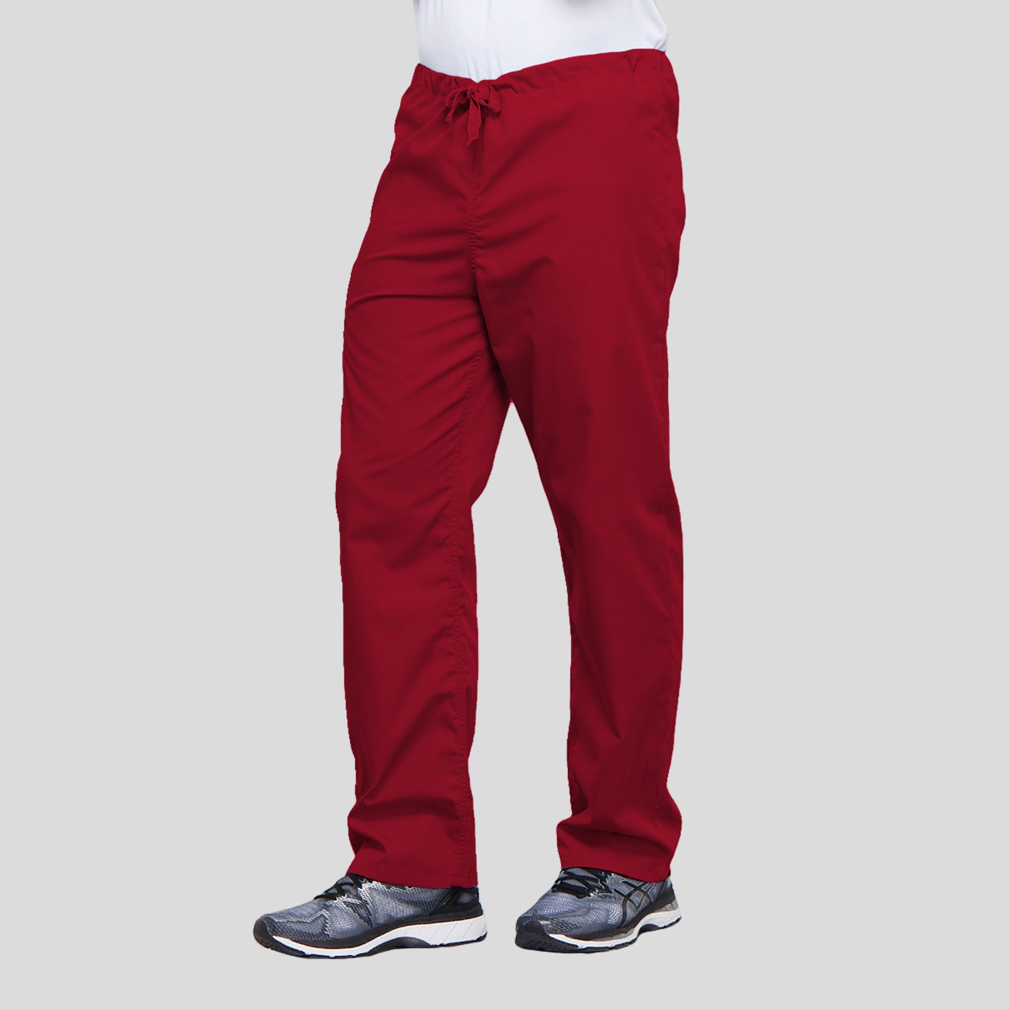 Unisex Drawstring Cargo Scrub Pant | Red