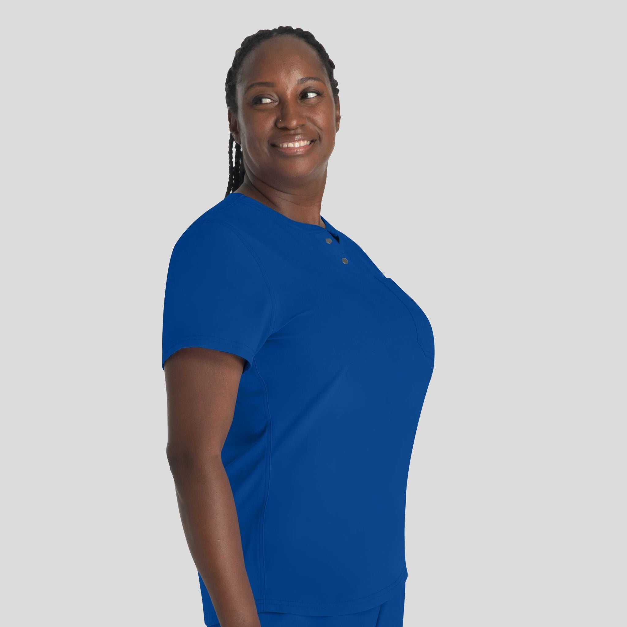 Women's Round Neck Henley Scrub Top | Galaxy